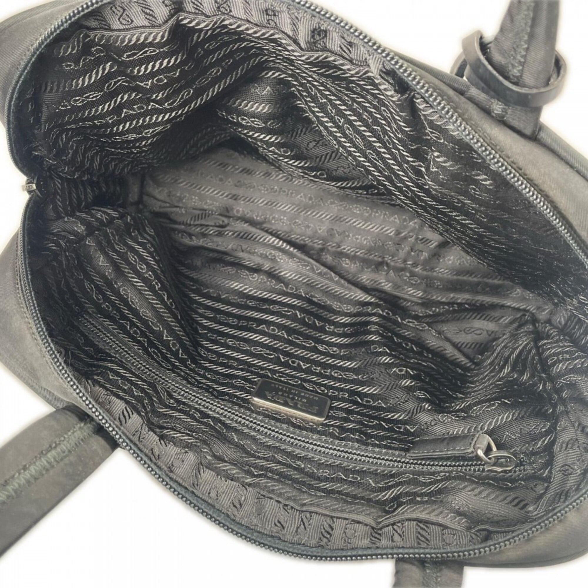 Prada Black White Nylon Handbag (Pre-Owned)
