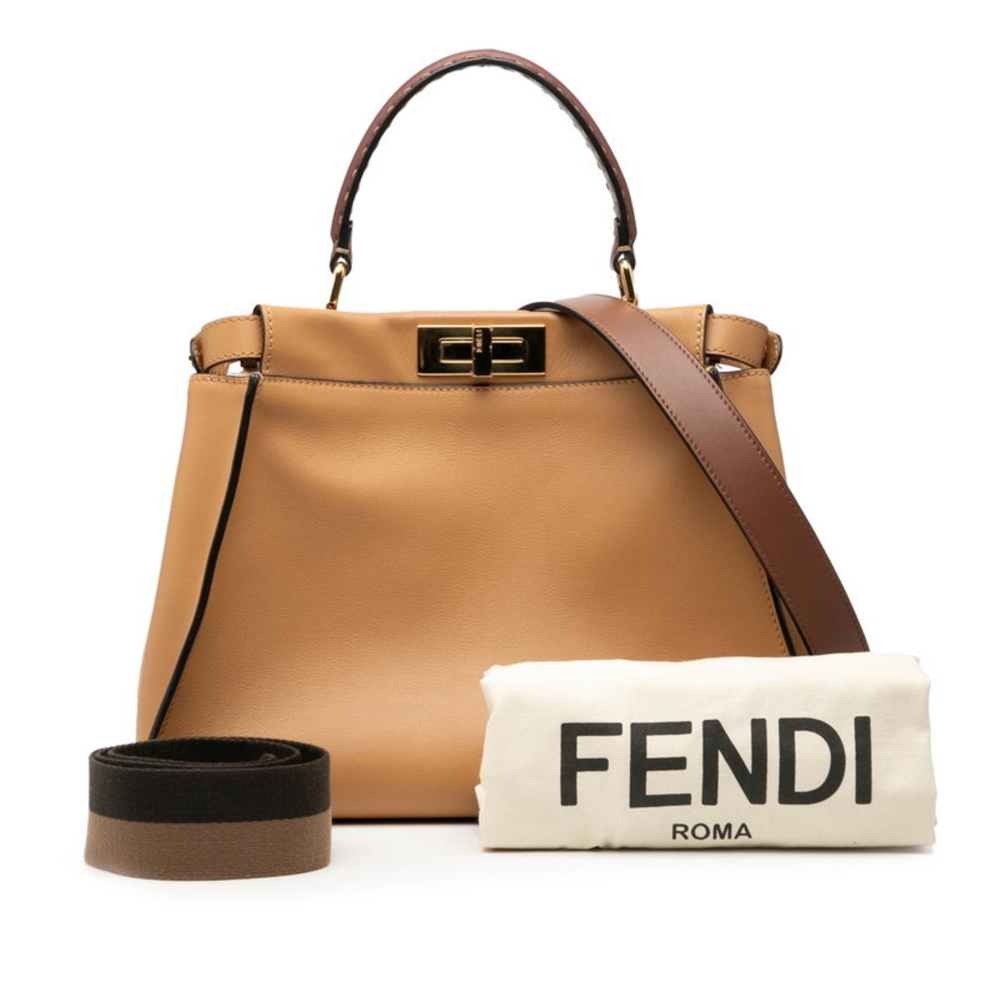 Fendi Selleria Bordeaux Brown Leather Handbag Shoulder Bag (Pre-Owned)
