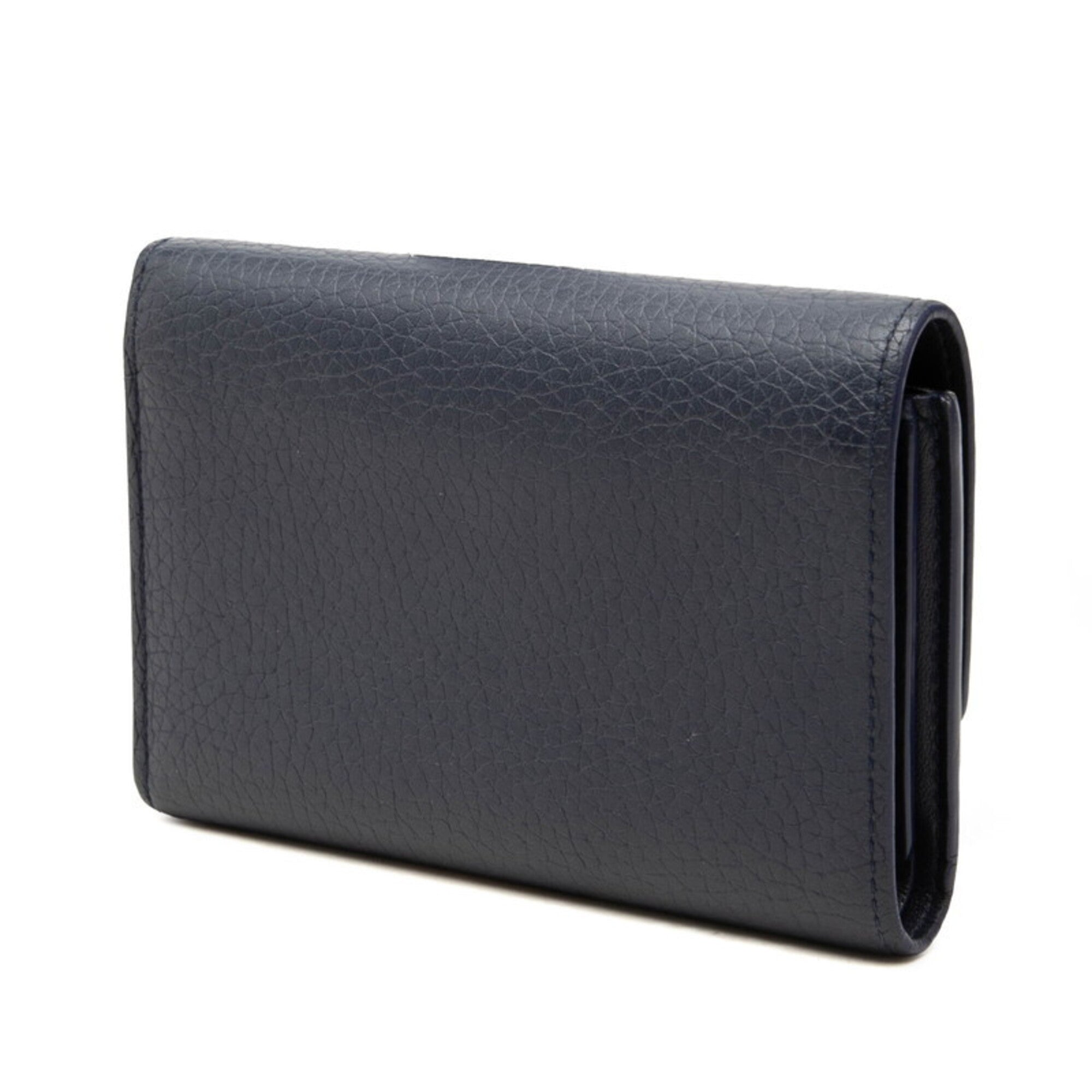 Louis Vuitton Navy Leather Wallet (Tri-Fold) (Pre-Owned)