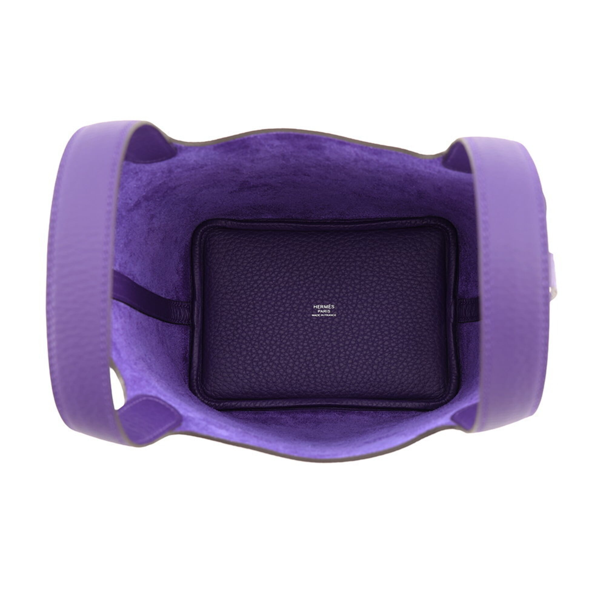 Hermes Purple Taurillon Clemence Leather Handbag Tote Bag