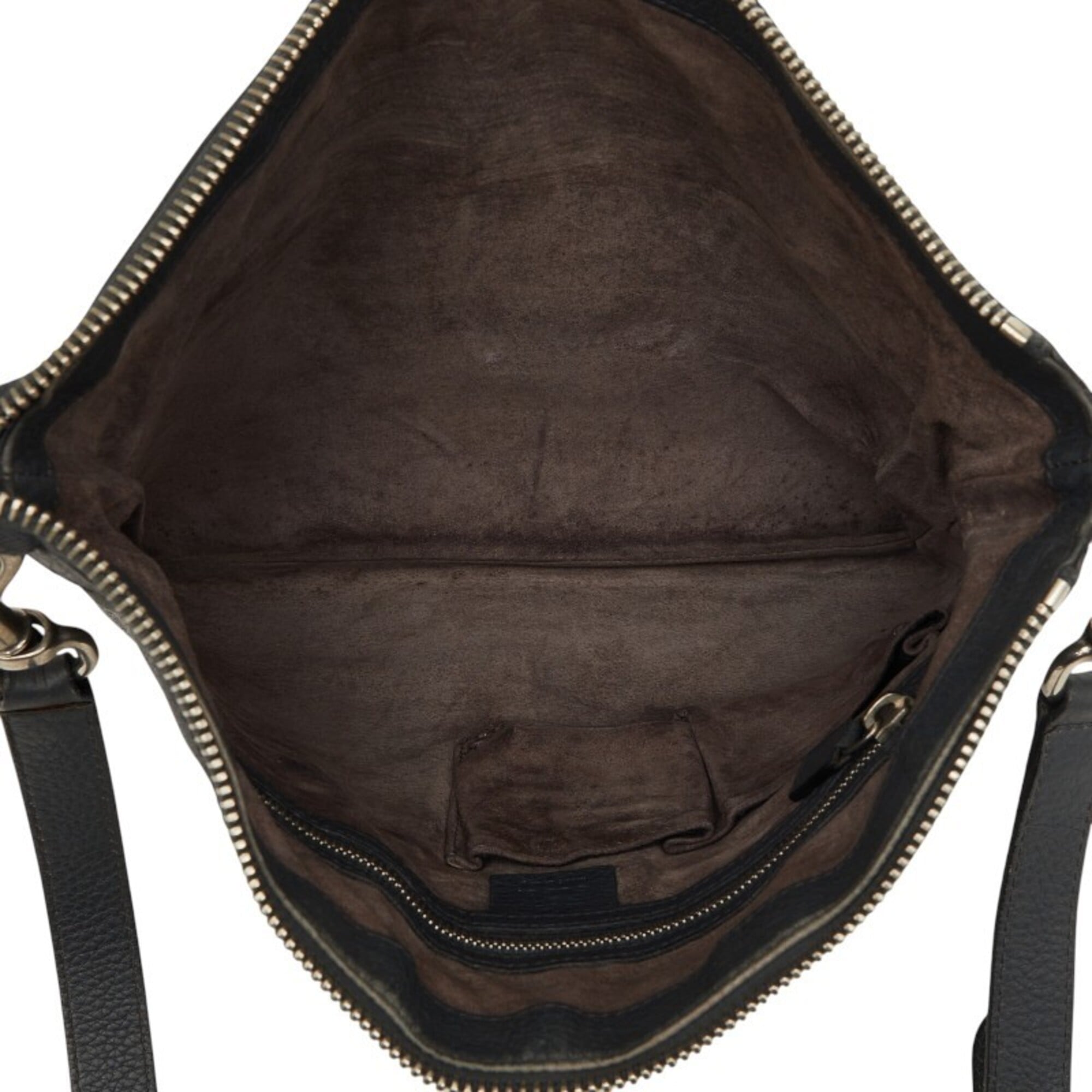 Gucci Black Gray Leather Shoulder Bag (Pre-Owned)