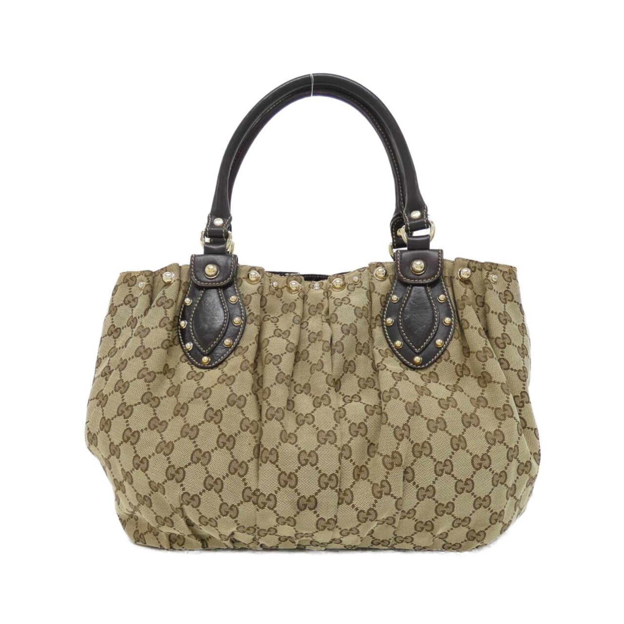 Gucci Beige Brown Gg Canvas Handbag (Pre-Owned)