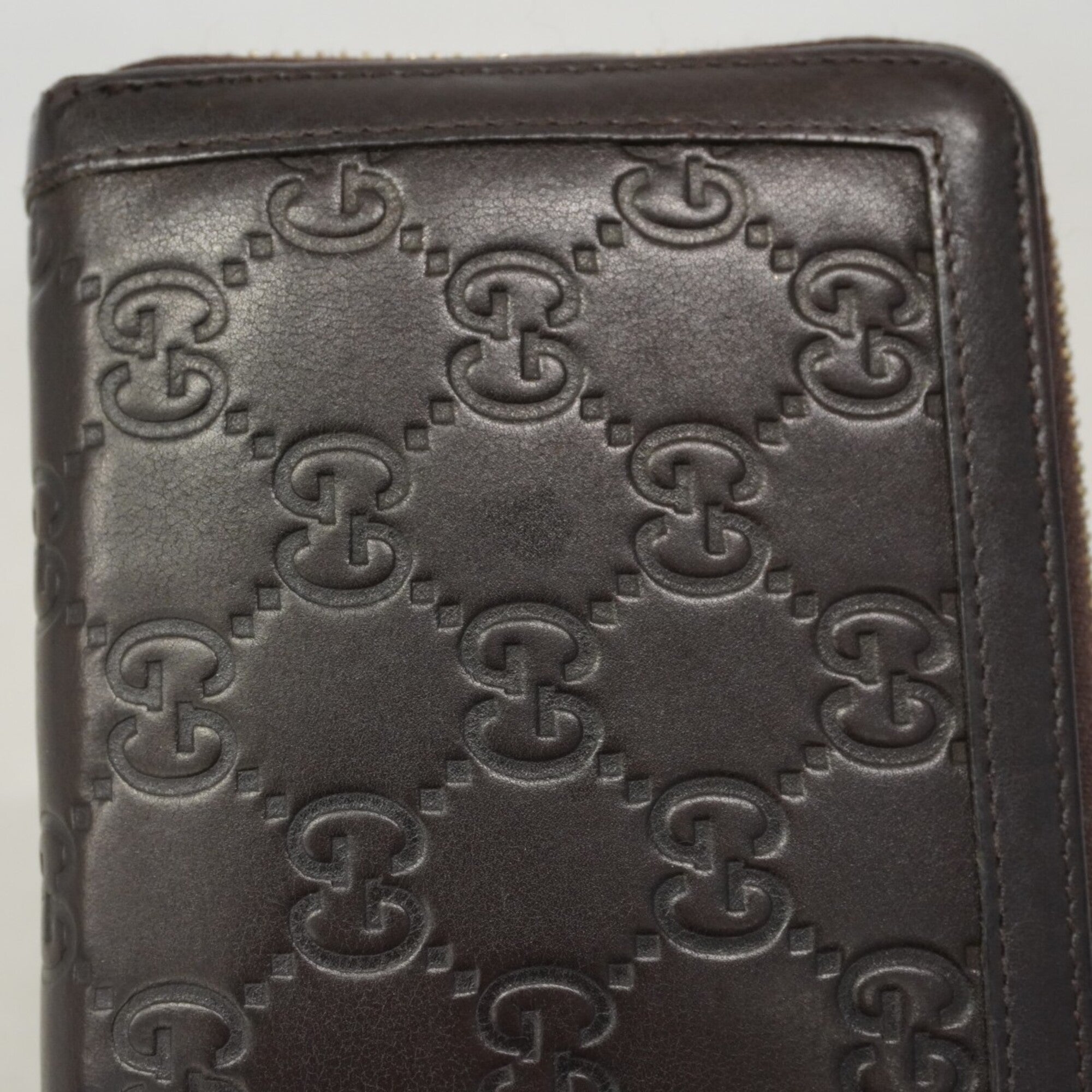 Gucci Dark Brown Leather Long Wallet (Bi-Fold) (Pre-Owned)