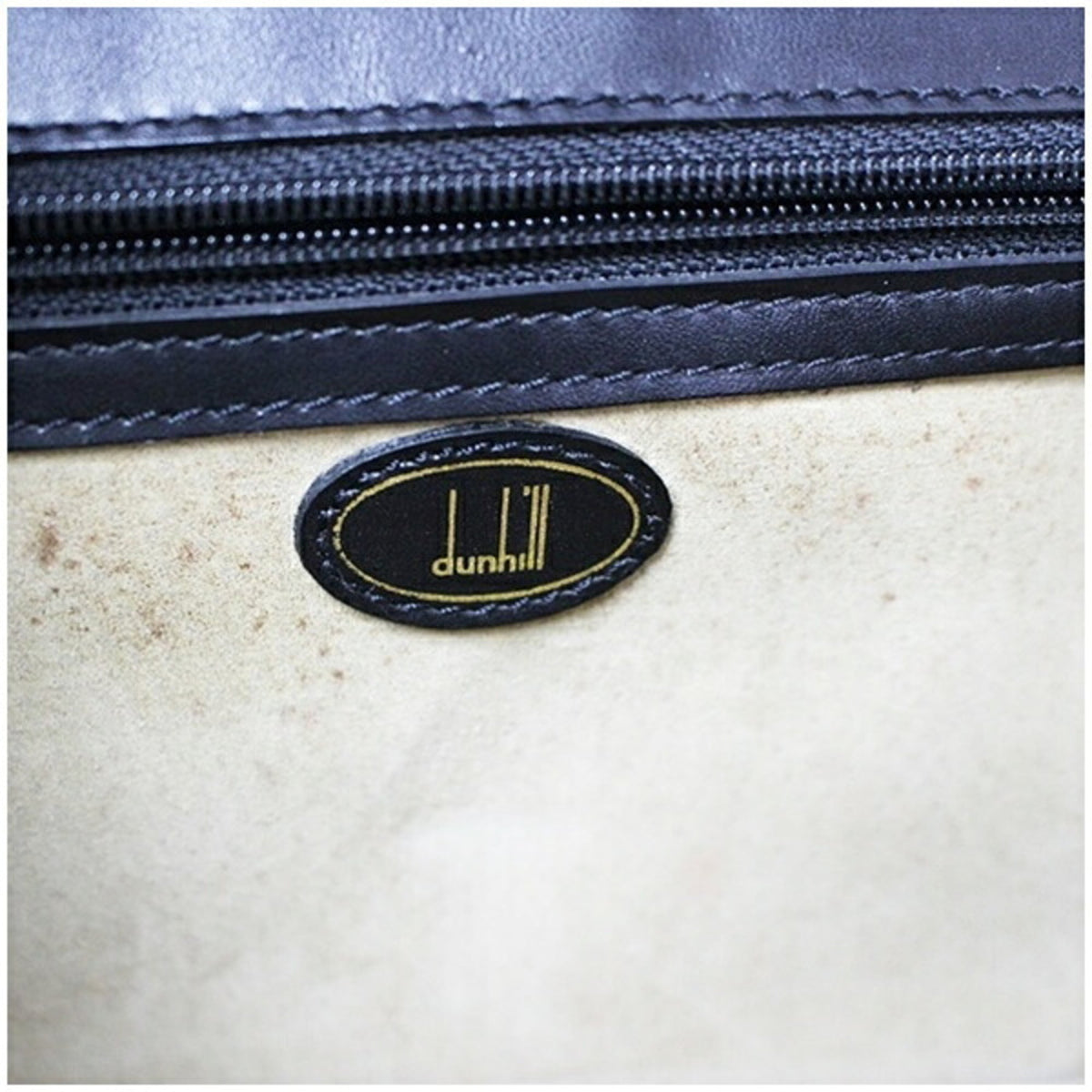 Dunhill Beige Black Leather Clutch Bag (Pre-Owned)