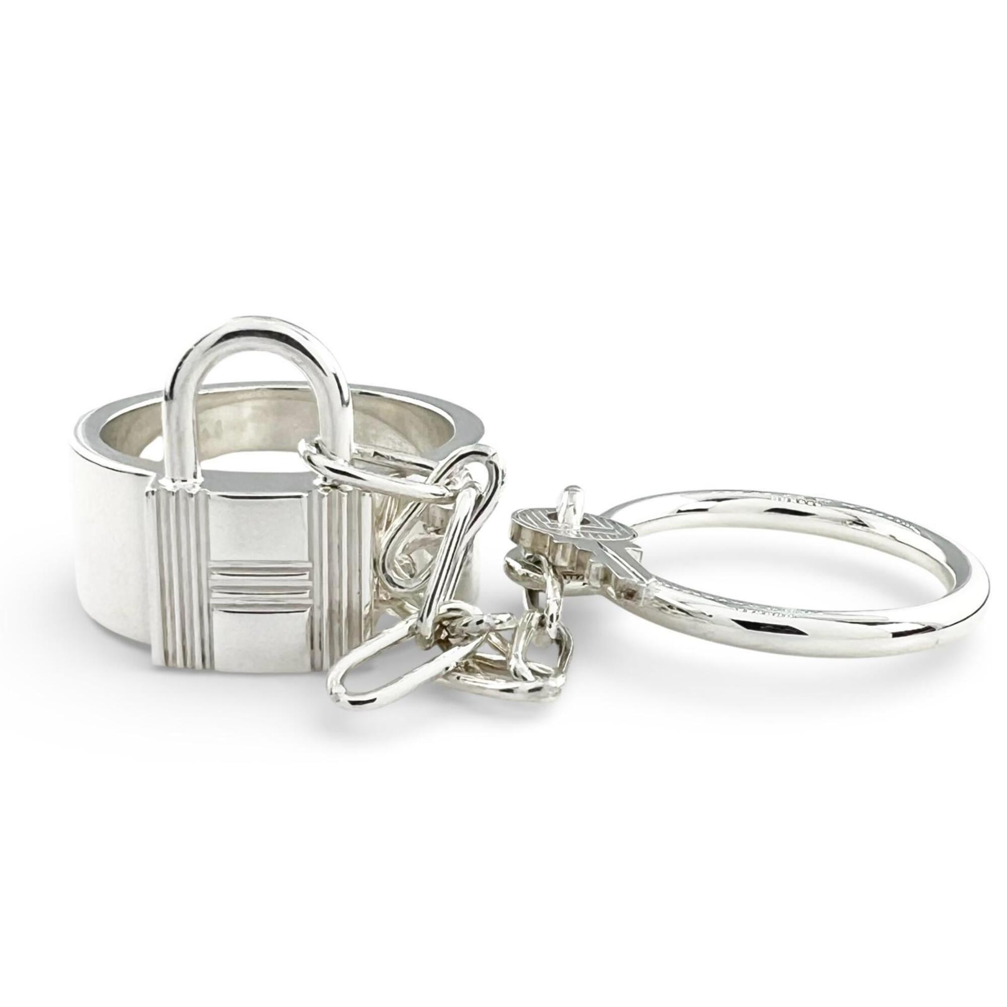 Hermes Silver Silver 925 Band Ring (Pre-Owned)