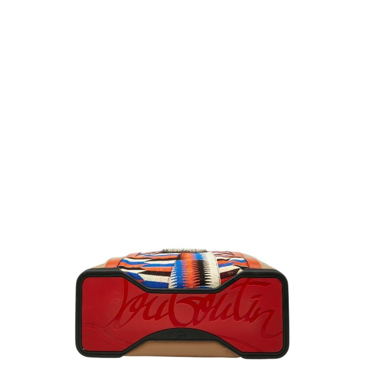 Christian Louboutin Beige Multi-Color Orange Leather Canvas Rubber Boston Bag Tote Bag (Pre-Owned)