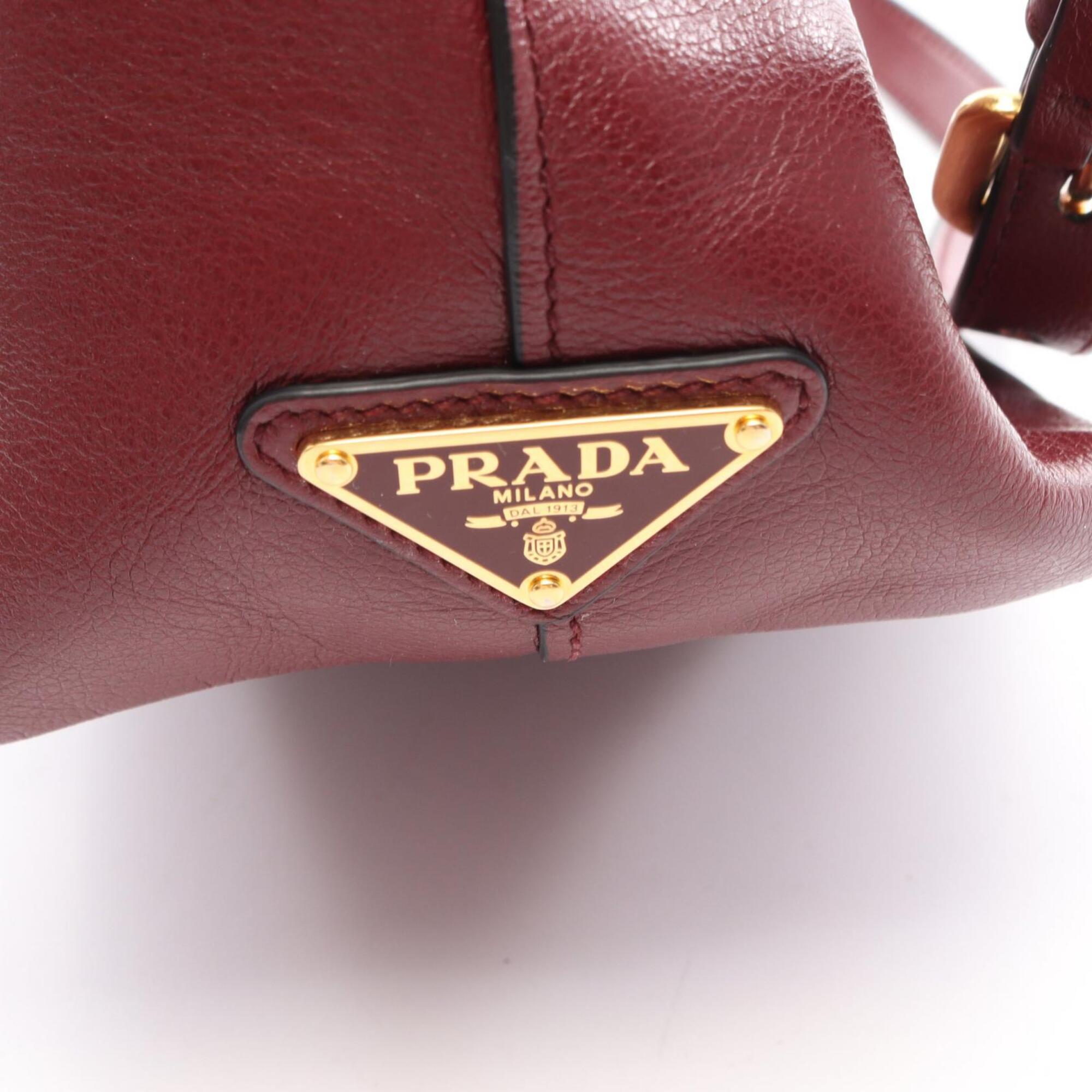 Prada Bordeaux Leather Handbag (Pre-Owned)
