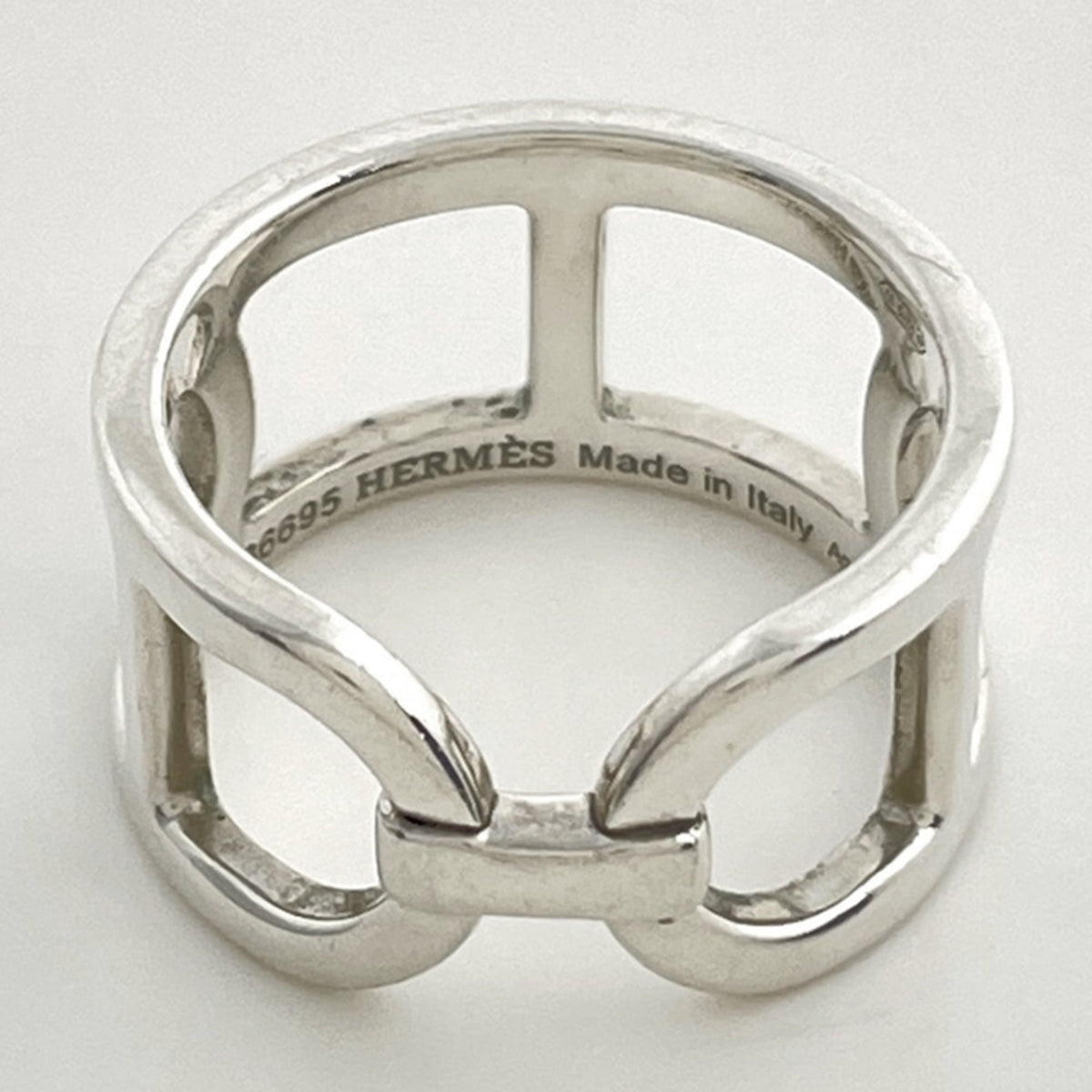 Hermes Silver Silver 925 Band Ring (Pre-Owned)