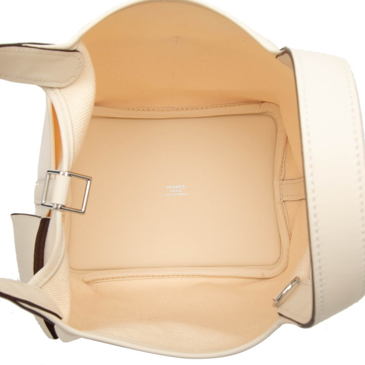 Hermes Picotin White Toile H Swift Leather Handbag (Pre-Owned)