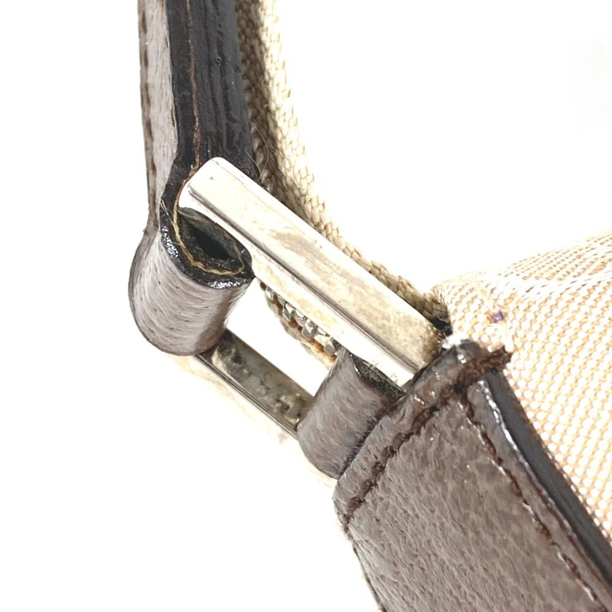 Bvlgari Logomania Beige Brown Canvas Leather Shoulder Bag (Pre-Owned)