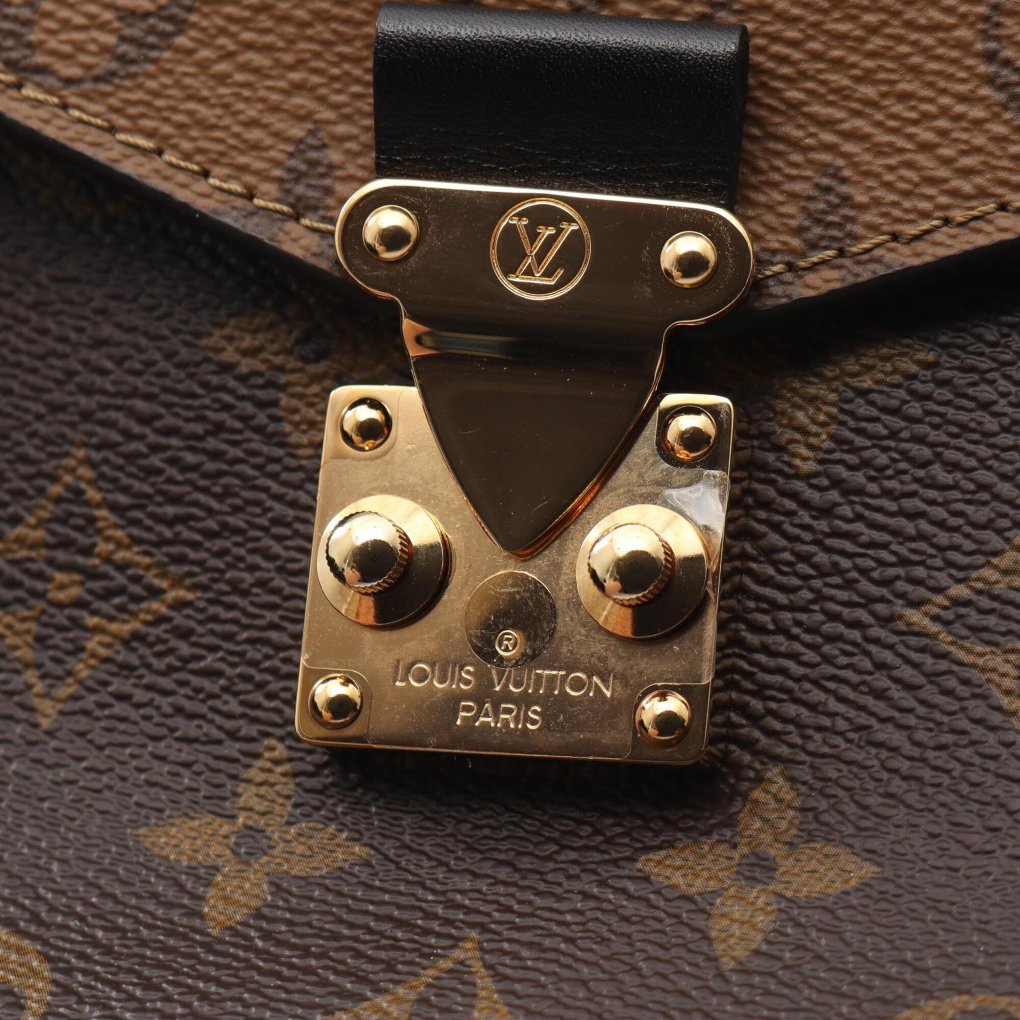 Louis Vuitton Black Brown Monogram Reverse Coated Canvas Leather Handbag (Pre-Owned)