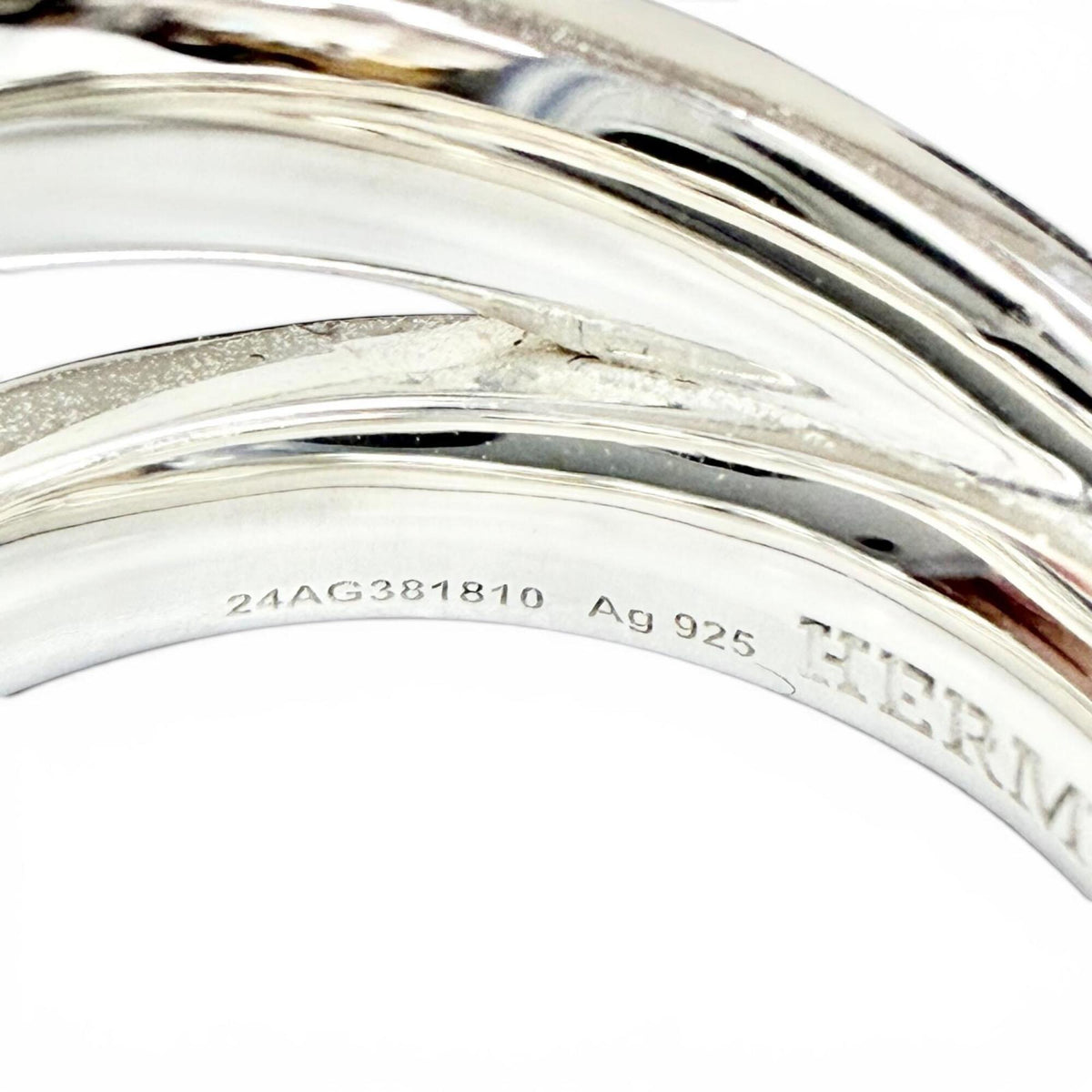 Hermes Silver Silver 925 Band Ring (Pre-Owned)