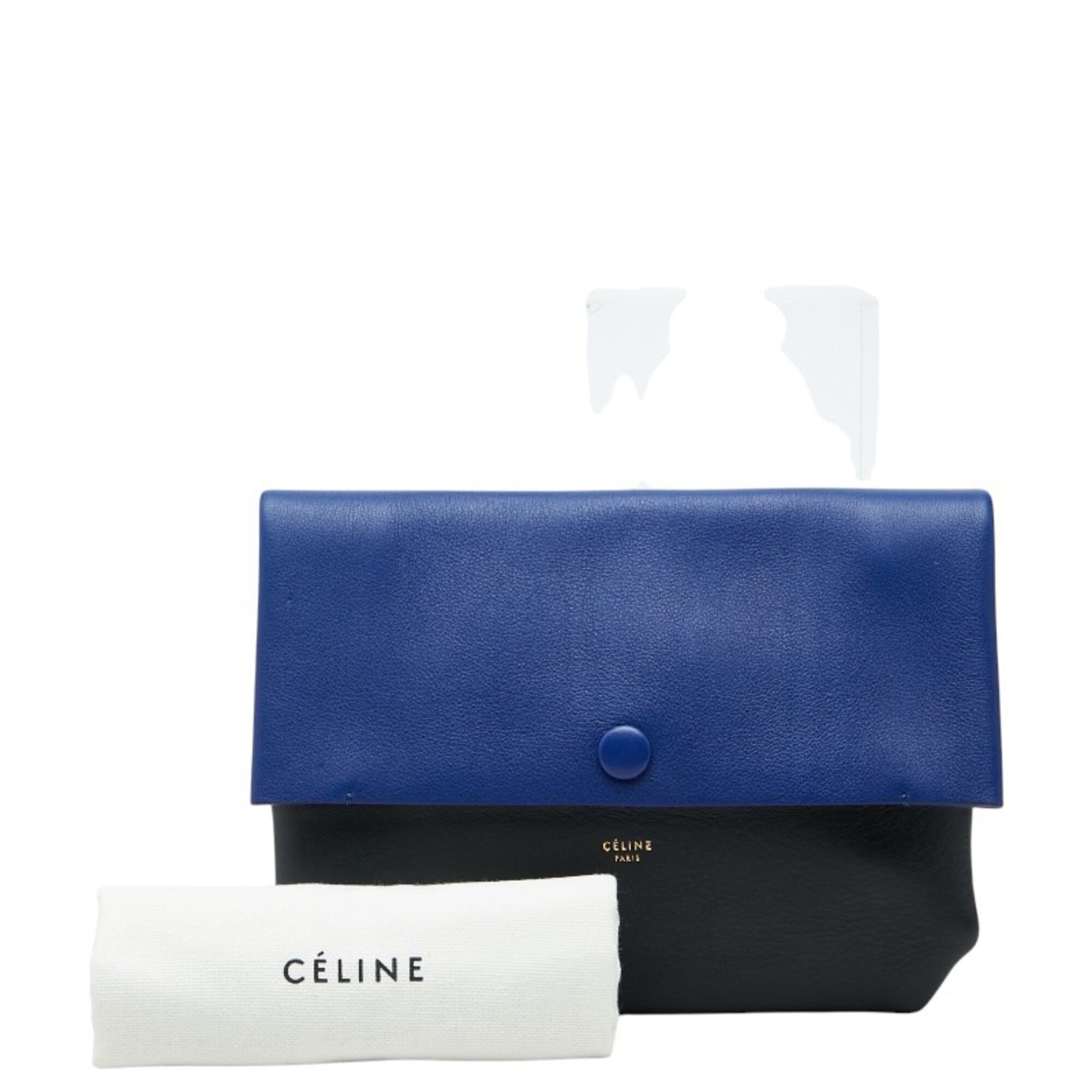 Celine Black Blue Leather Suede Clutch Bag Pouch (Pre-Owned)