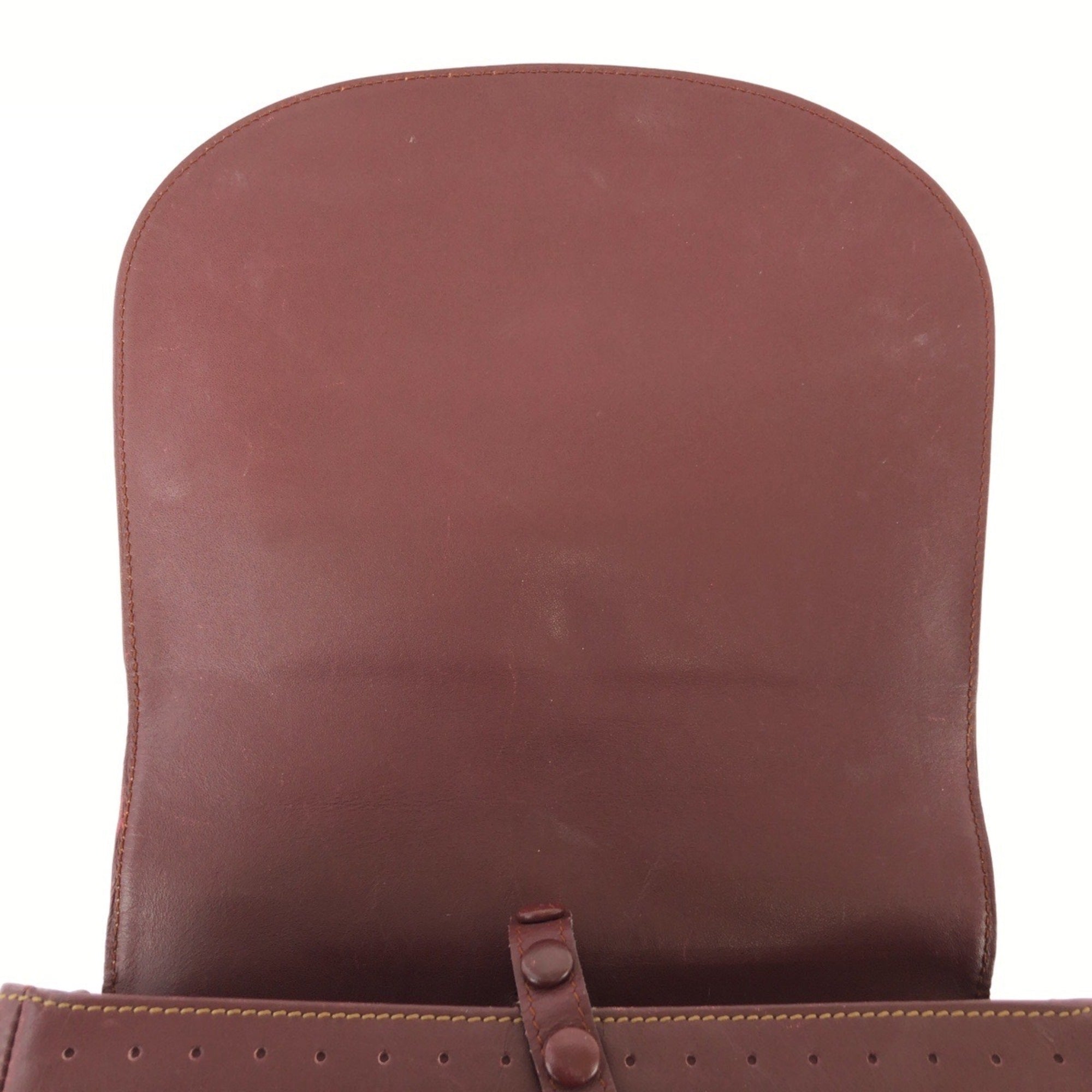 Cartier Bordeaux Wine Red Leather Messenger Bag Shoulder Bag (Pre-Owned)
