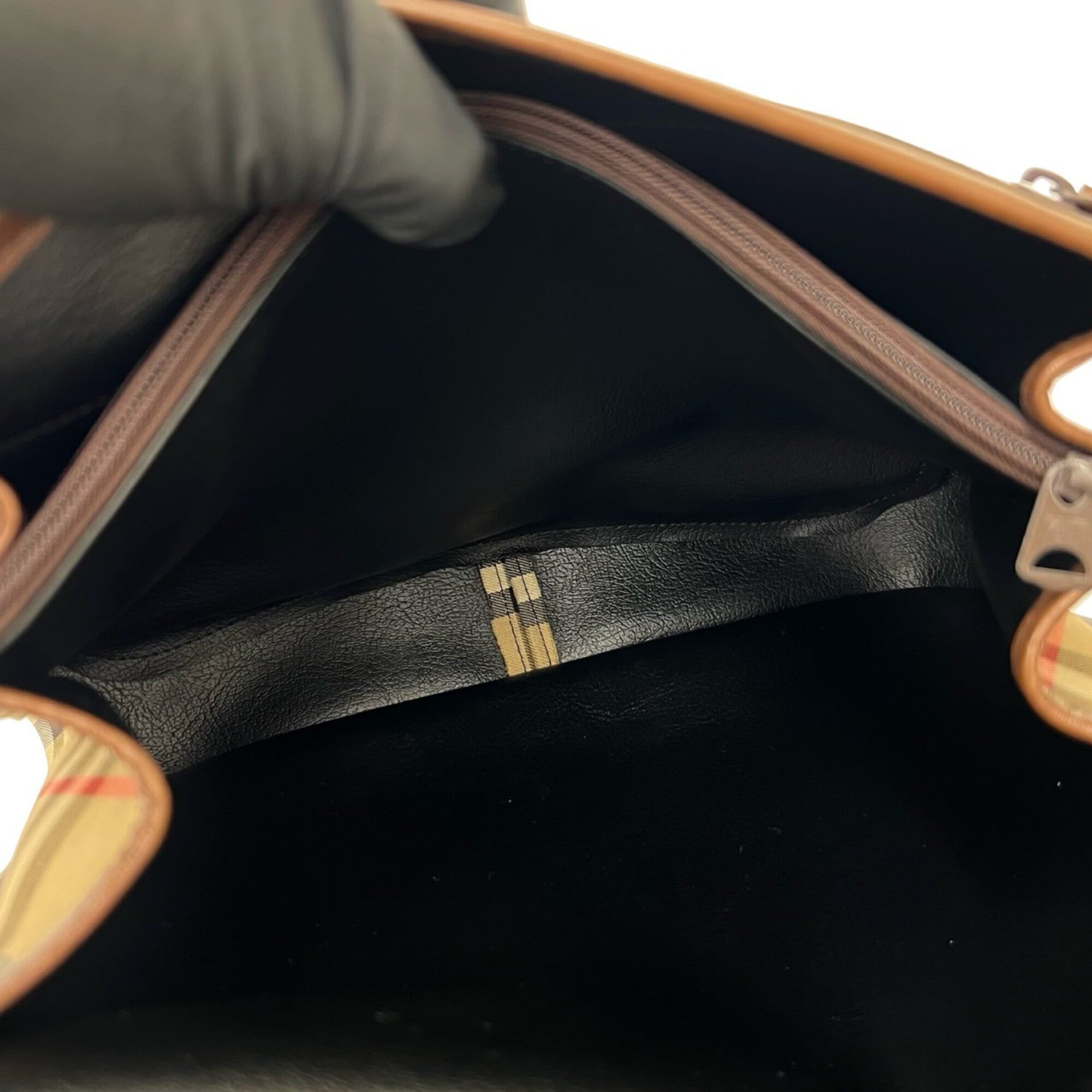 Burberry Beige Brown Canvas Leather Shoulder Bag (Pre-Owned)
