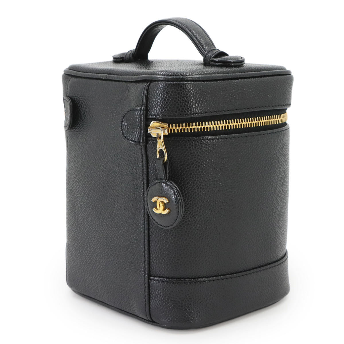 Chanel Black Grained Calfskin Handbag Vanity Bag (Pre-Owned)
