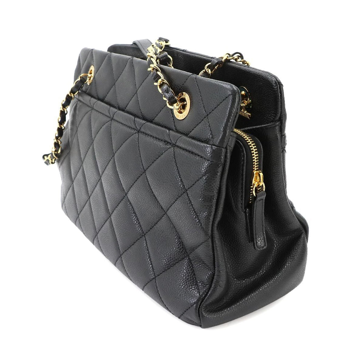 Chanel Matelasse Black Grained Calfskin Handbag Tote Bag (Pre-Owned)