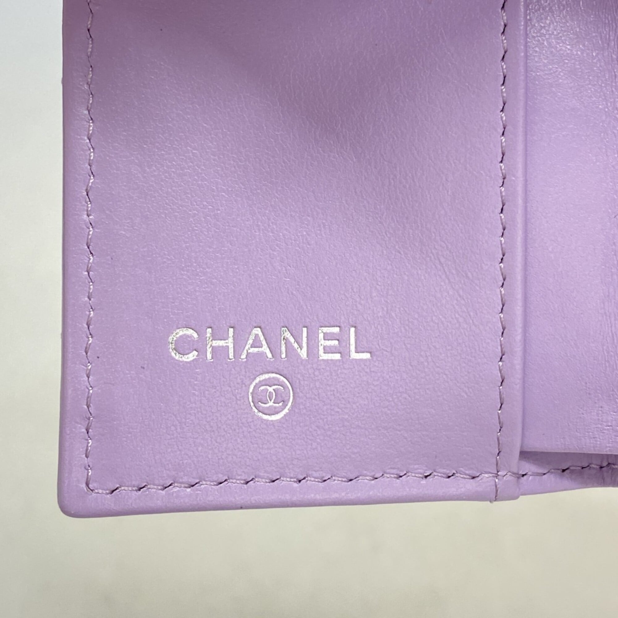 Chanel Purple Grained Calfskin Wallet (Tri-Fold) (Pre-Owned)