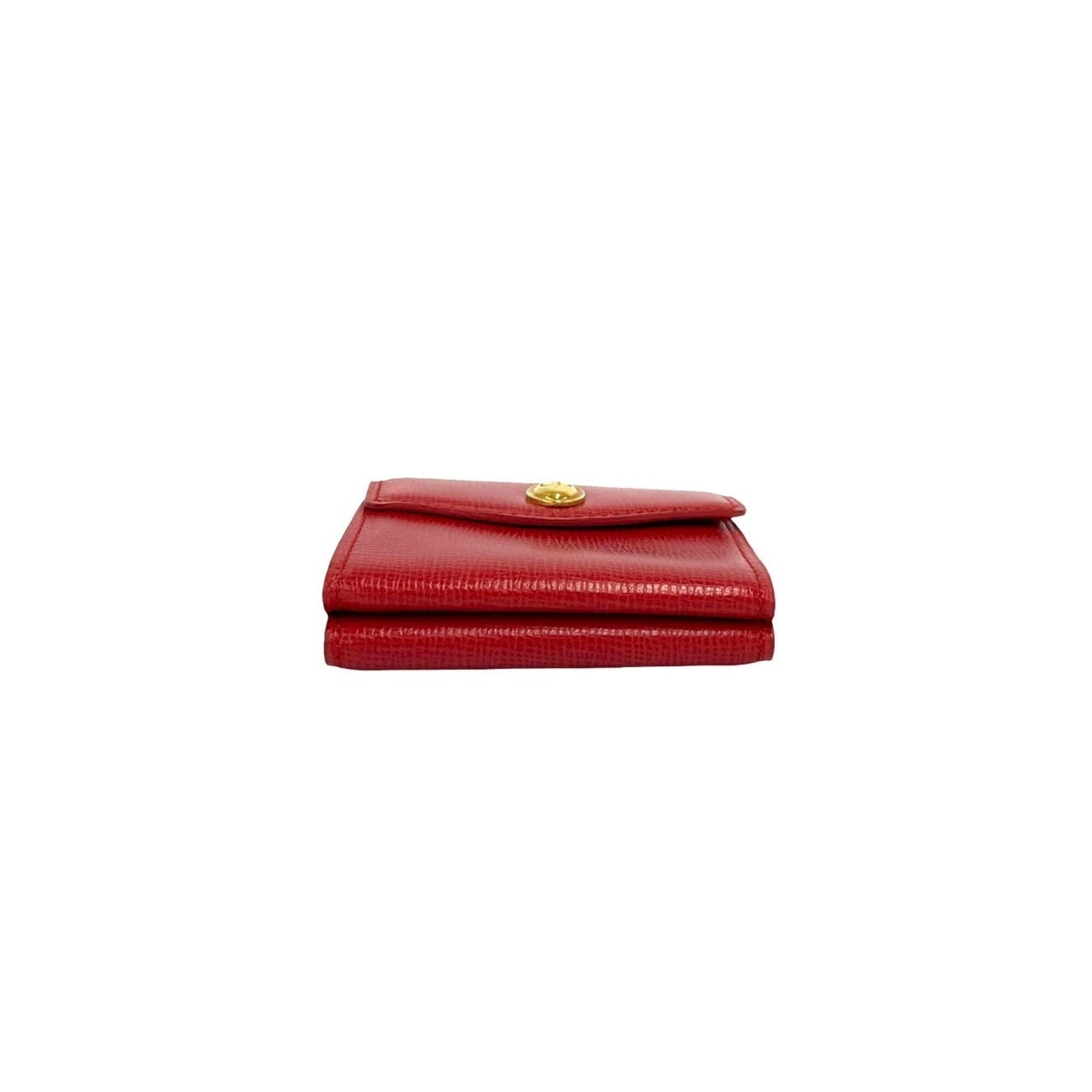 Christian Dior Red Color Leather Wallet (Tri-Fold) (Pre-Owned)