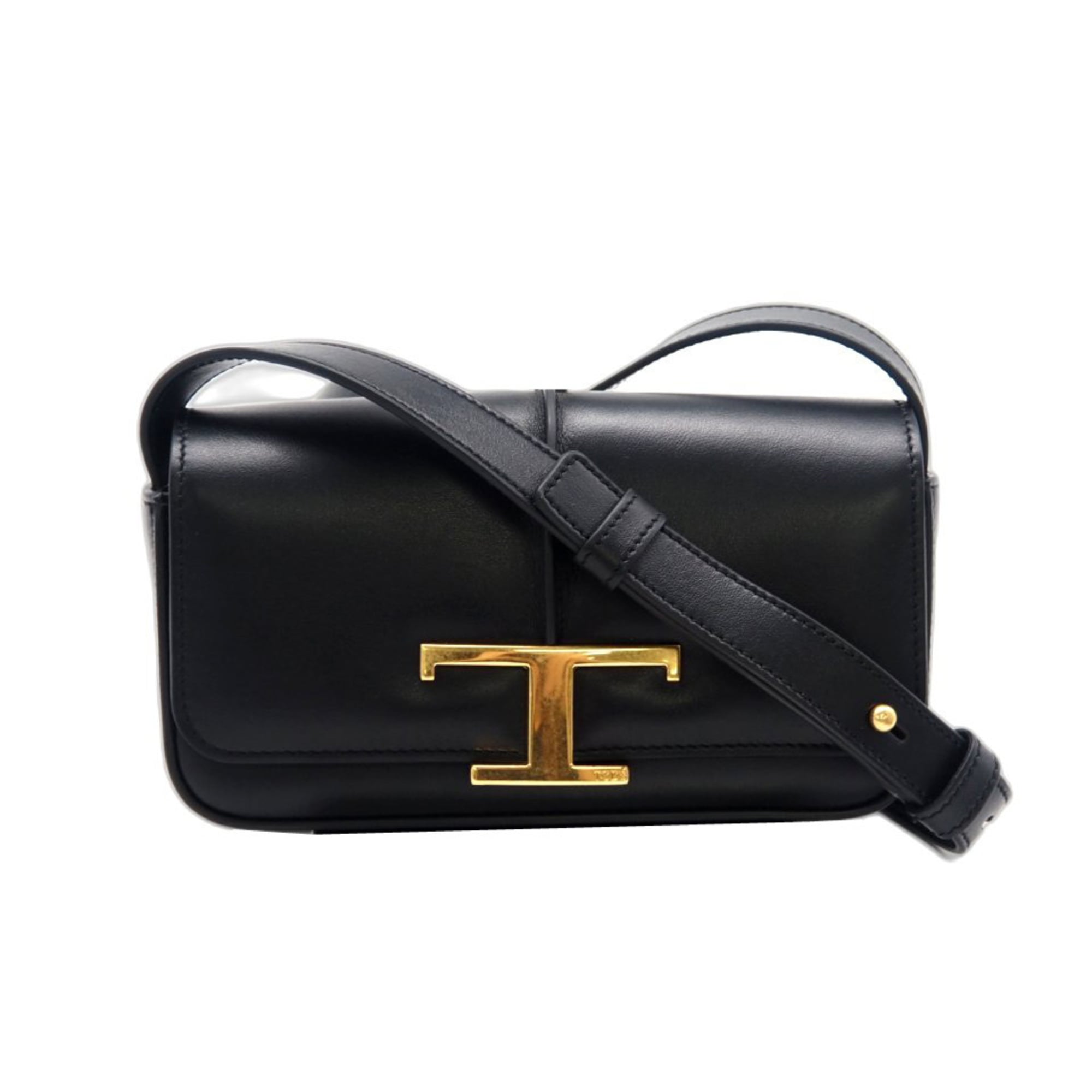 Tod's Black Leather Shoulder Bag Sling Bag (Pre-Owned)