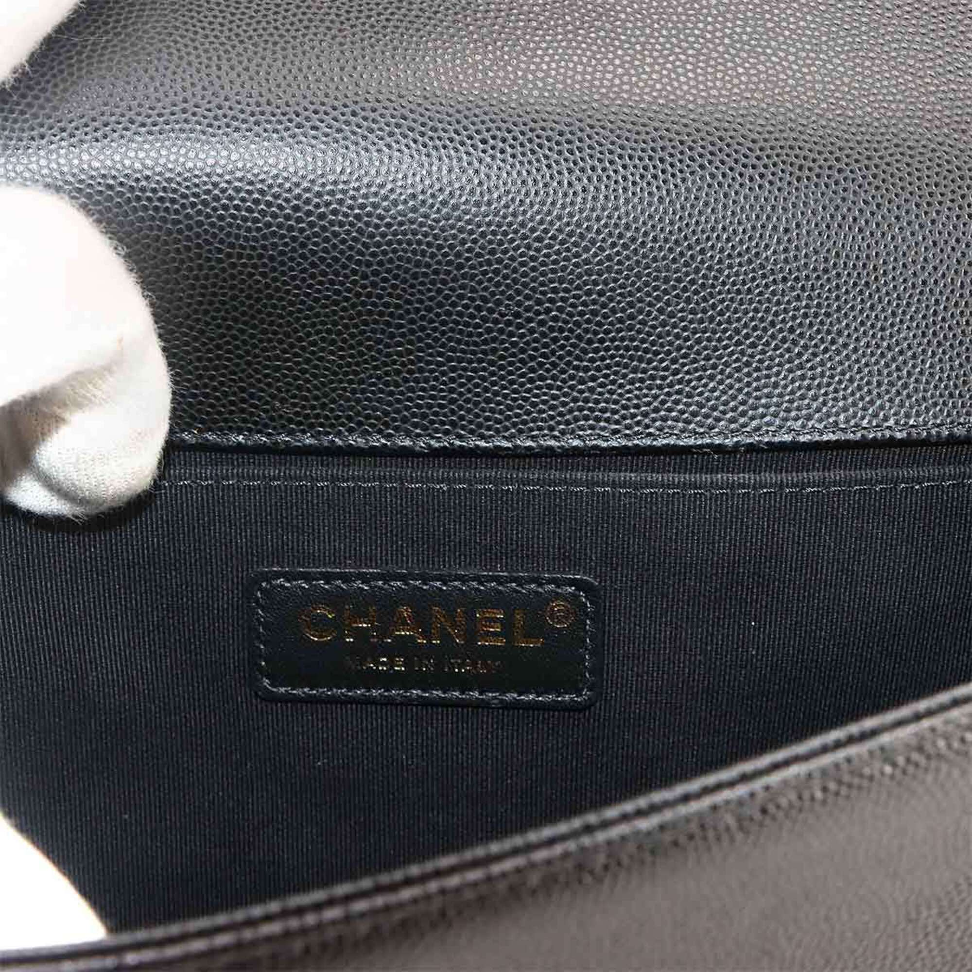 Chanel Black Grained Calfskin Handbag Shoulder Bag (Pre-Owned)
