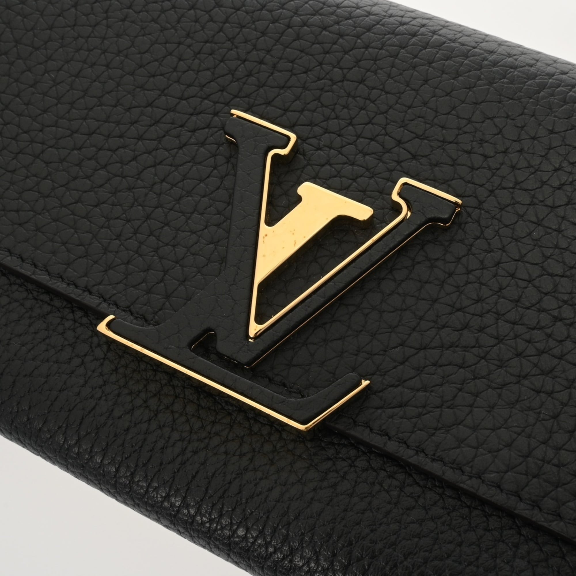 Louis Vuitton Noir Leather Long Wallet (Bi-Fold) (Pre-Owned)