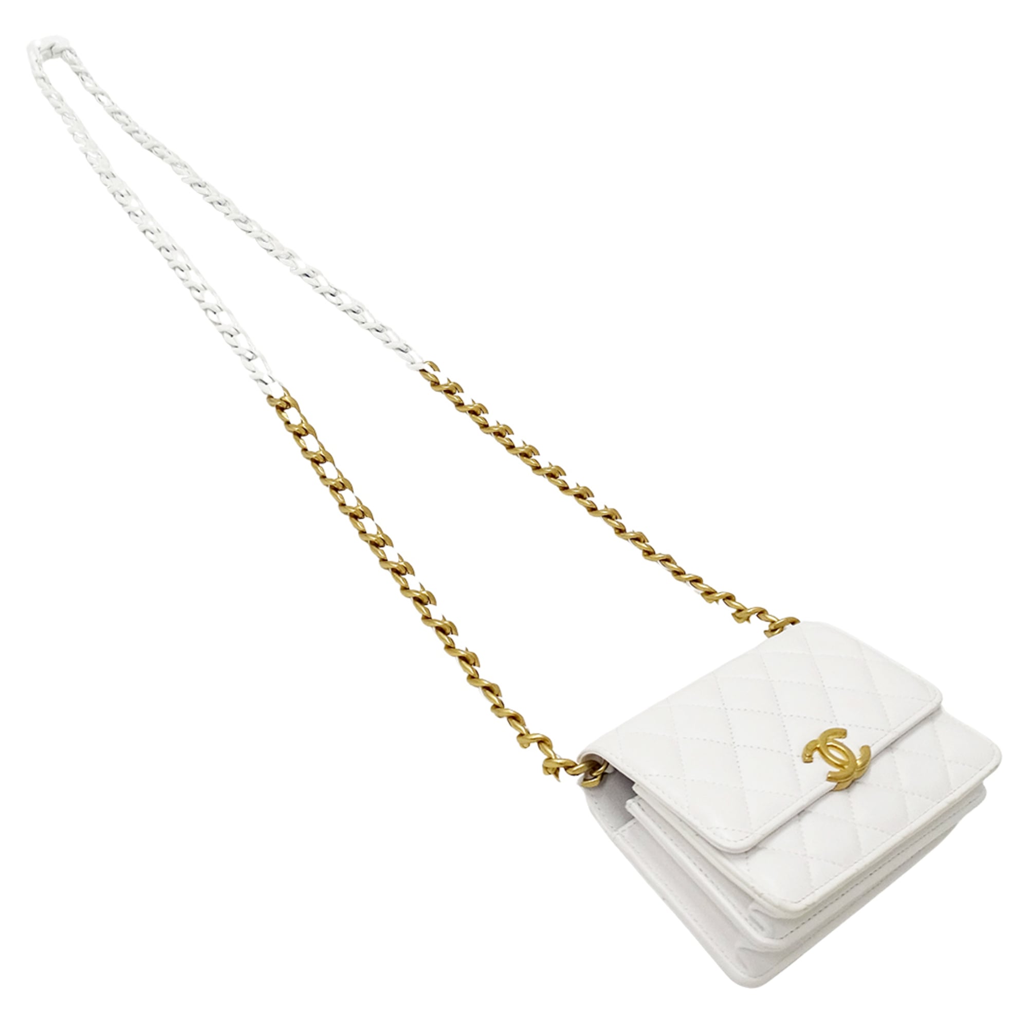 Chanel White Yellow Leather Handbag Shoulder Bag (Pre-Owned)