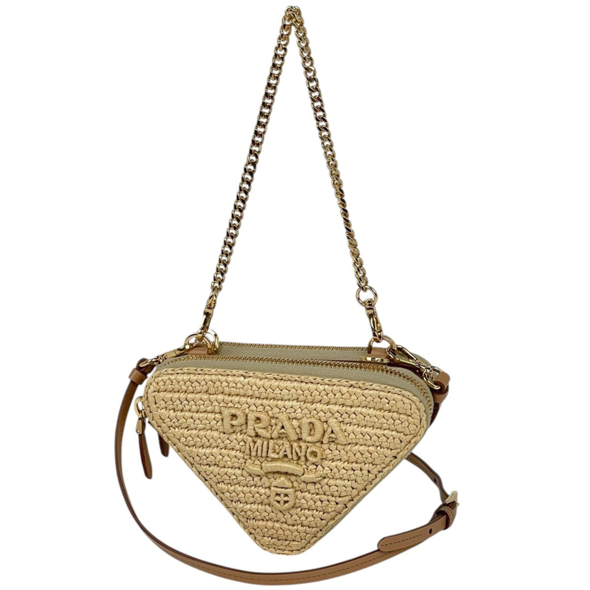 Prada Brown Raffia Leather Shoulder Bag (Pre-Owned)