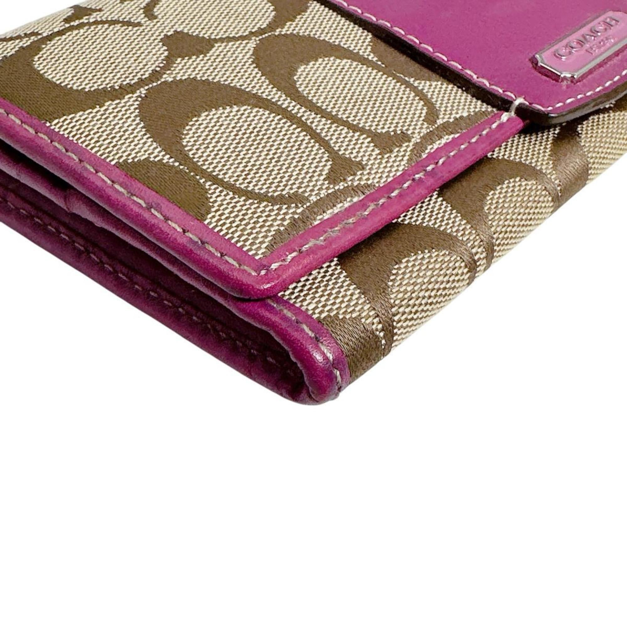 Coach Brown Purple Signature Line Long Wallet (Bi-Fold) (Pre-Owned)
