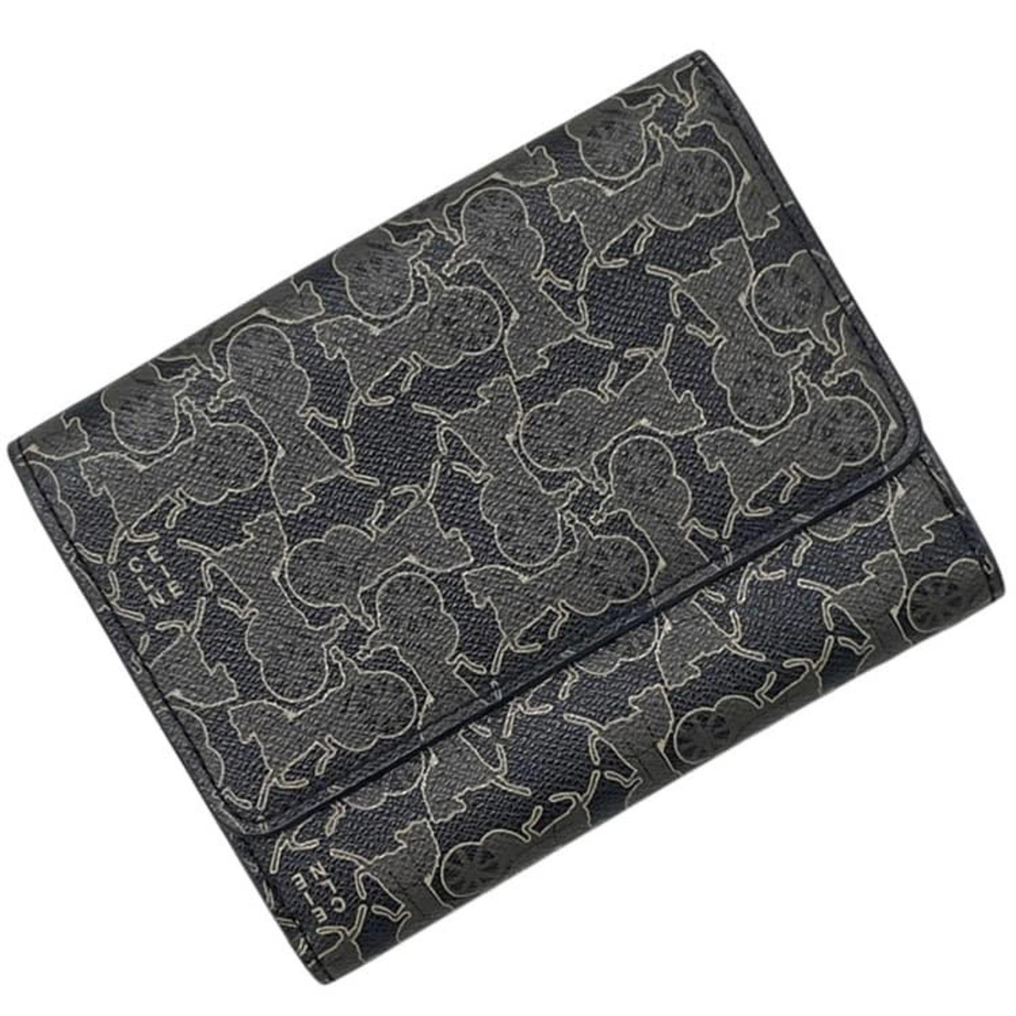 Celine Black Gray Pvc Leather Wallet (Bi-Fold) (Pre-Owned)