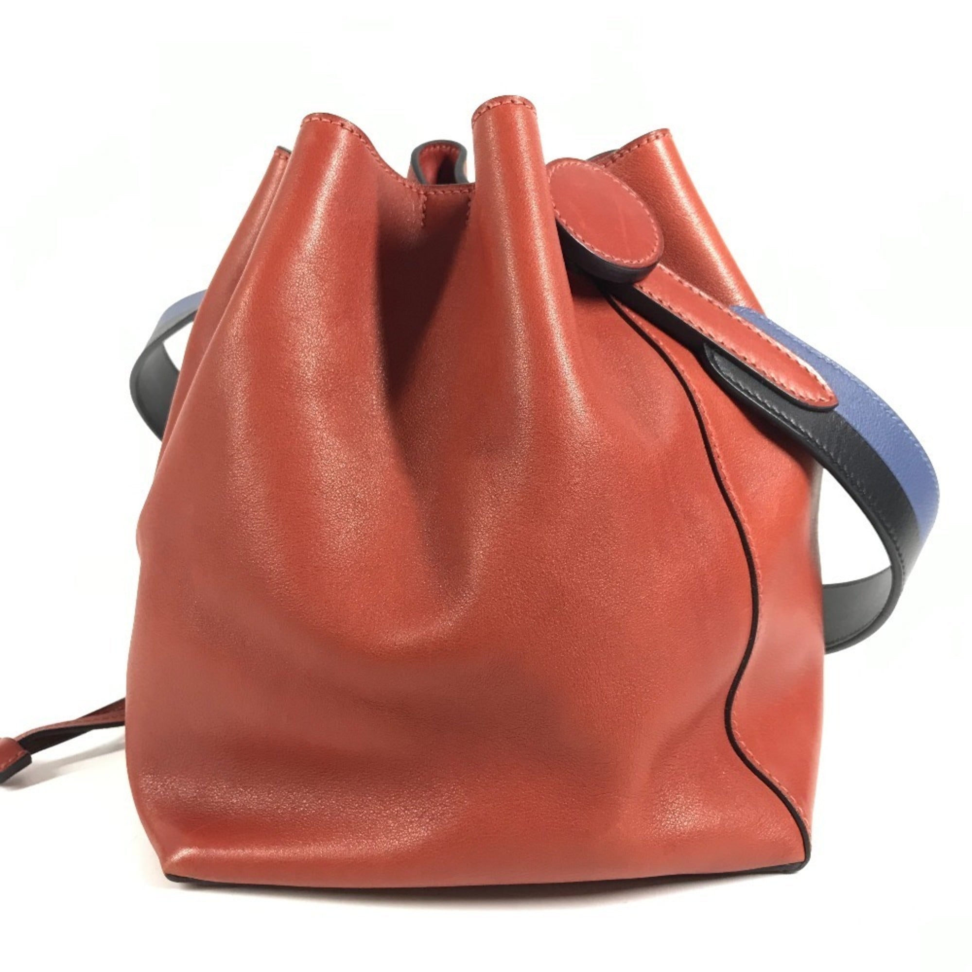 Hermes Navy Red Color Leather Shoulder Bag (Pre-Owned)