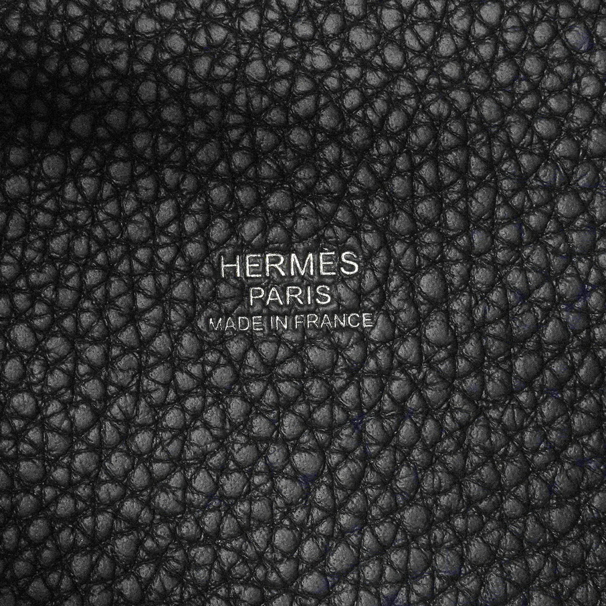 Hermes Bleu Saphir Blue Nuit Taurillon Clemence Leather Handbag (Pre-Owned)