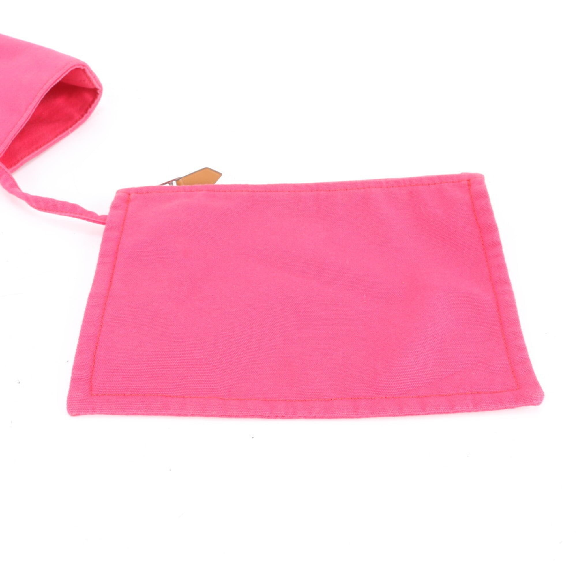 Hermes Pink Leather Canvas Handbag Pouch Shoulder Bag Tote Bag (Pre-Owned)