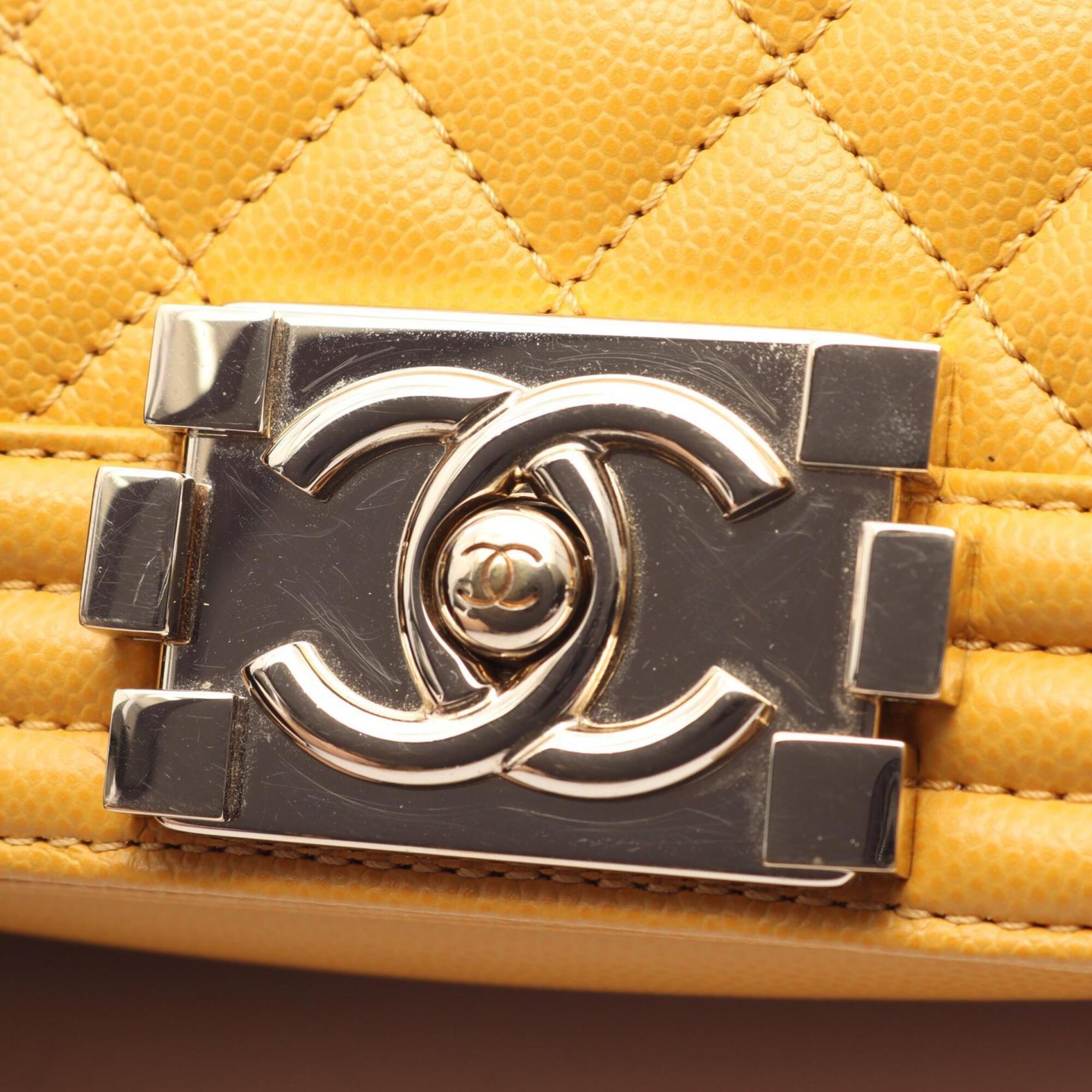 Chanel Yellow Grained Calfskin Handbag Shoulder Bag (Pre-Owned)