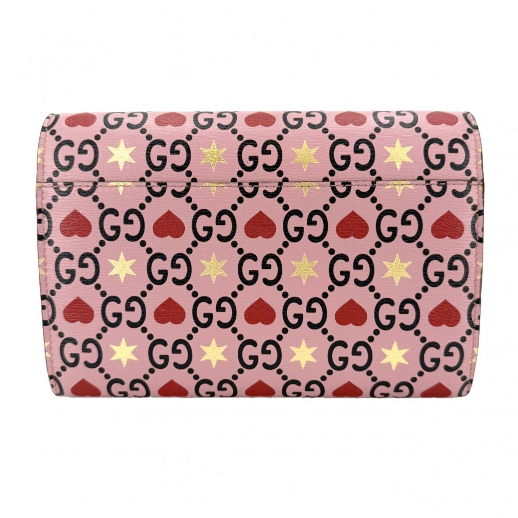 Gucci Pink Red Color Leather Shoulder Bag (Pre-Owned)