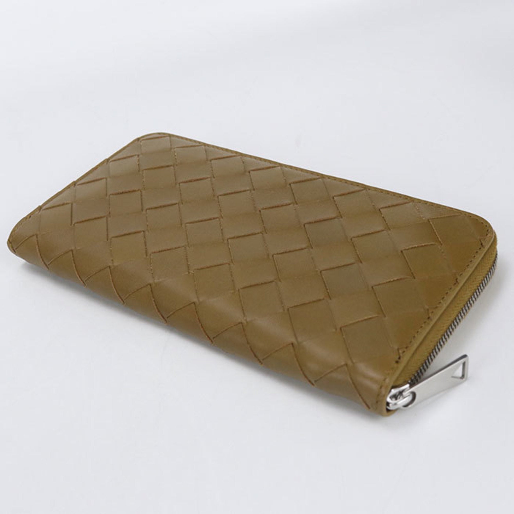Bottega Veneta Khaki Leather Long Wallet (Bi-Fold) (Pre-Owned)