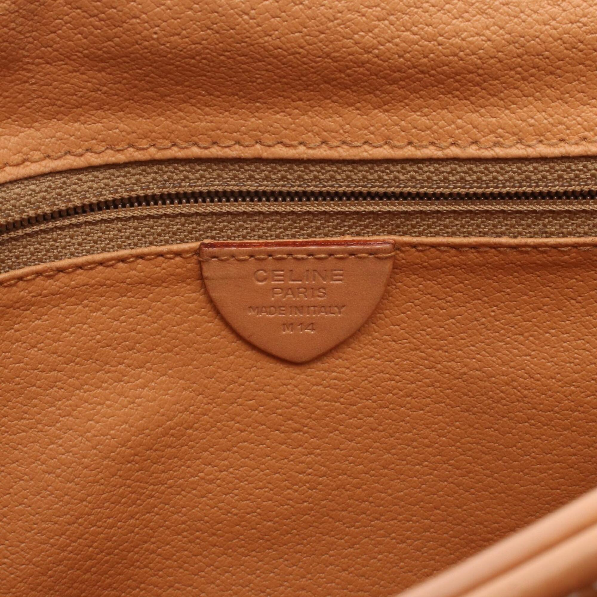 Celine Brown Coated Canvas Leather Handbag Shoulder Bag (Pre-Owned)
