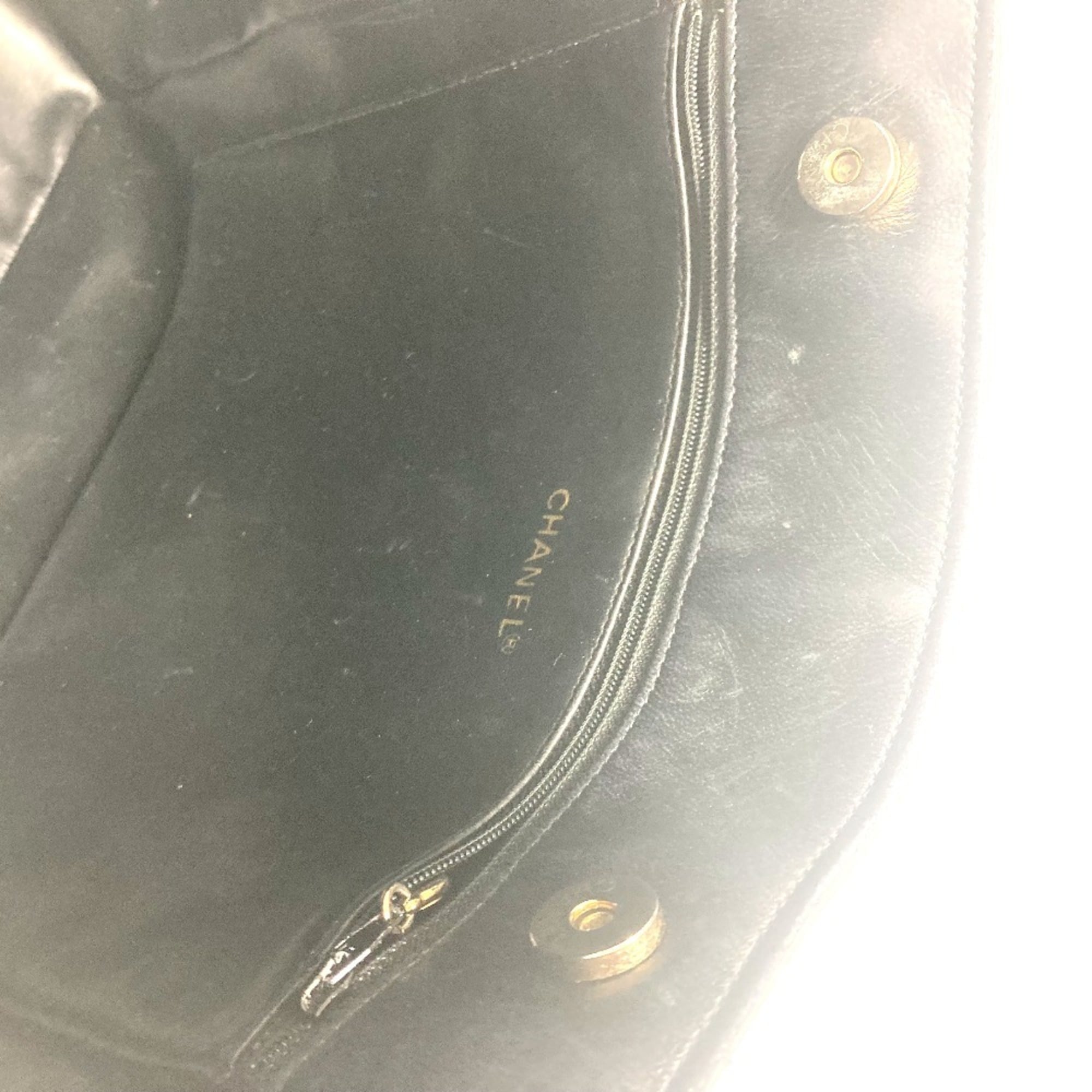 Chanel Dark Navy Leather Boston Bag Shoulder Bag Tote Bag (Pre-Owned)