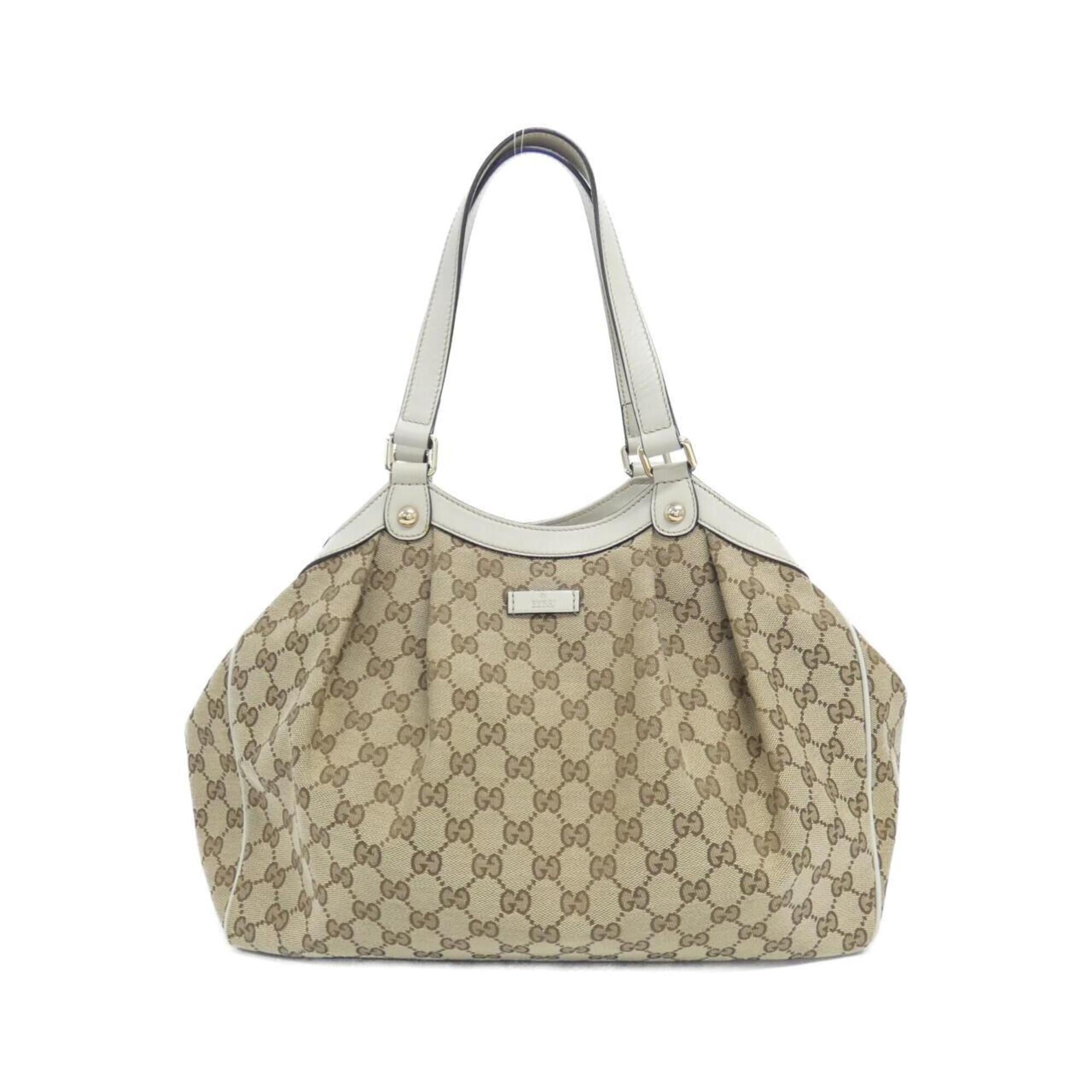 Gucci Beige Ivory Gg Canvas Handbag (Pre-Owned)