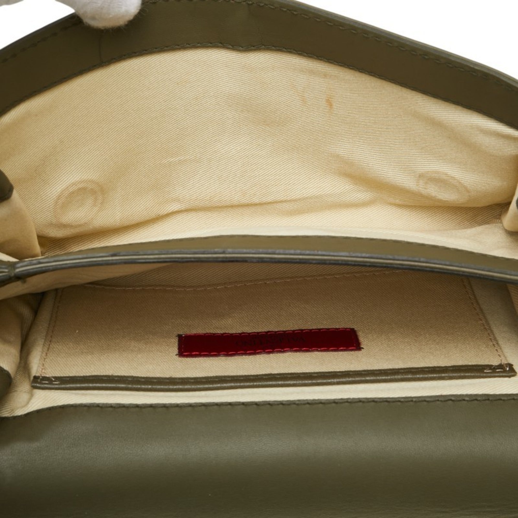 Valentino Garavani Green Khaki Leather Clutch Bag Shoulder Bag (Pre-Owned)