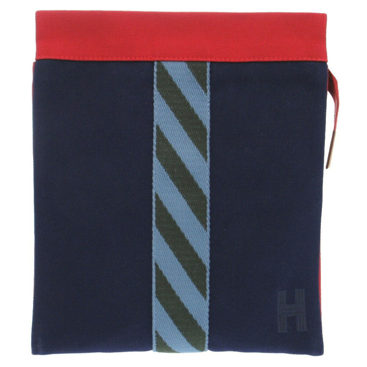Hermes Navy Canvas Cotton Clutch Bag (Pre-Owned)