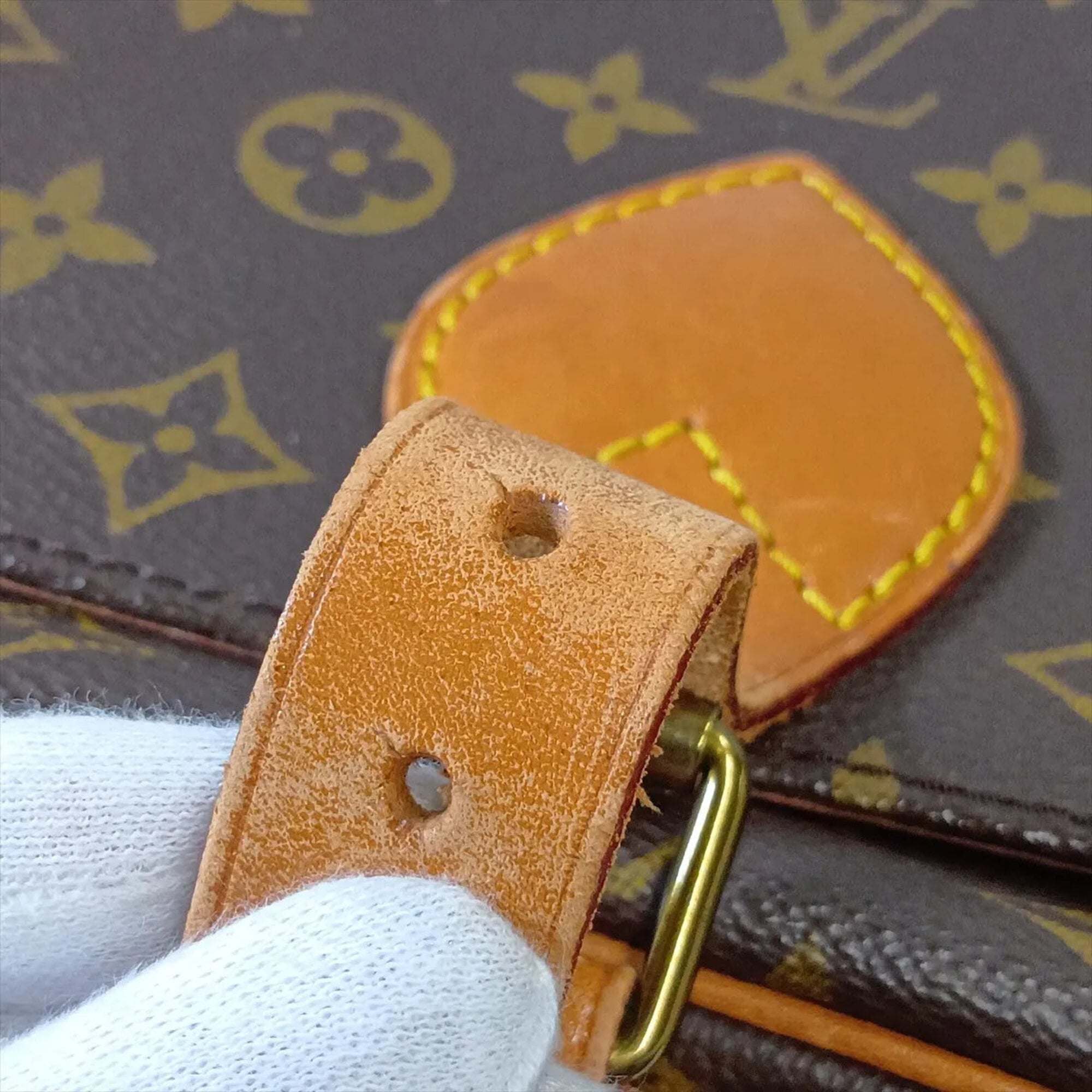 Louis Vuitton Brown Leather Coated Canvas Shoulder Bag Tote Bag (Pre-Owned)
