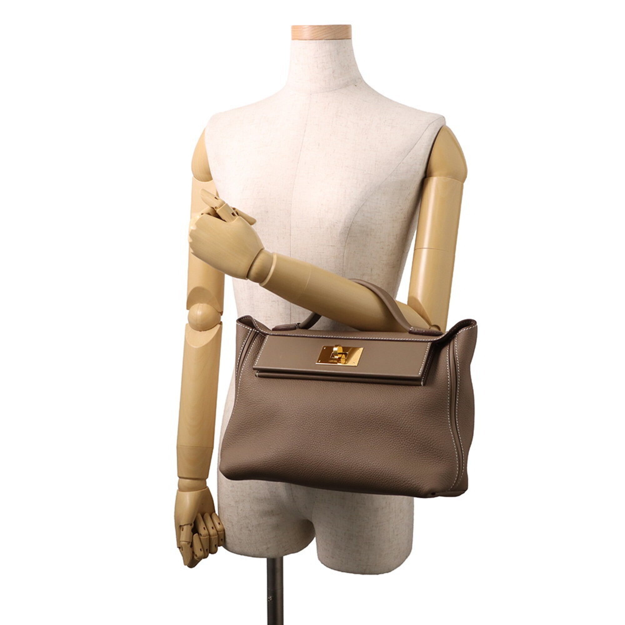 Hermes Etoupe Gray Togo Leather Swift Leather Handbag (Pre-Owned)