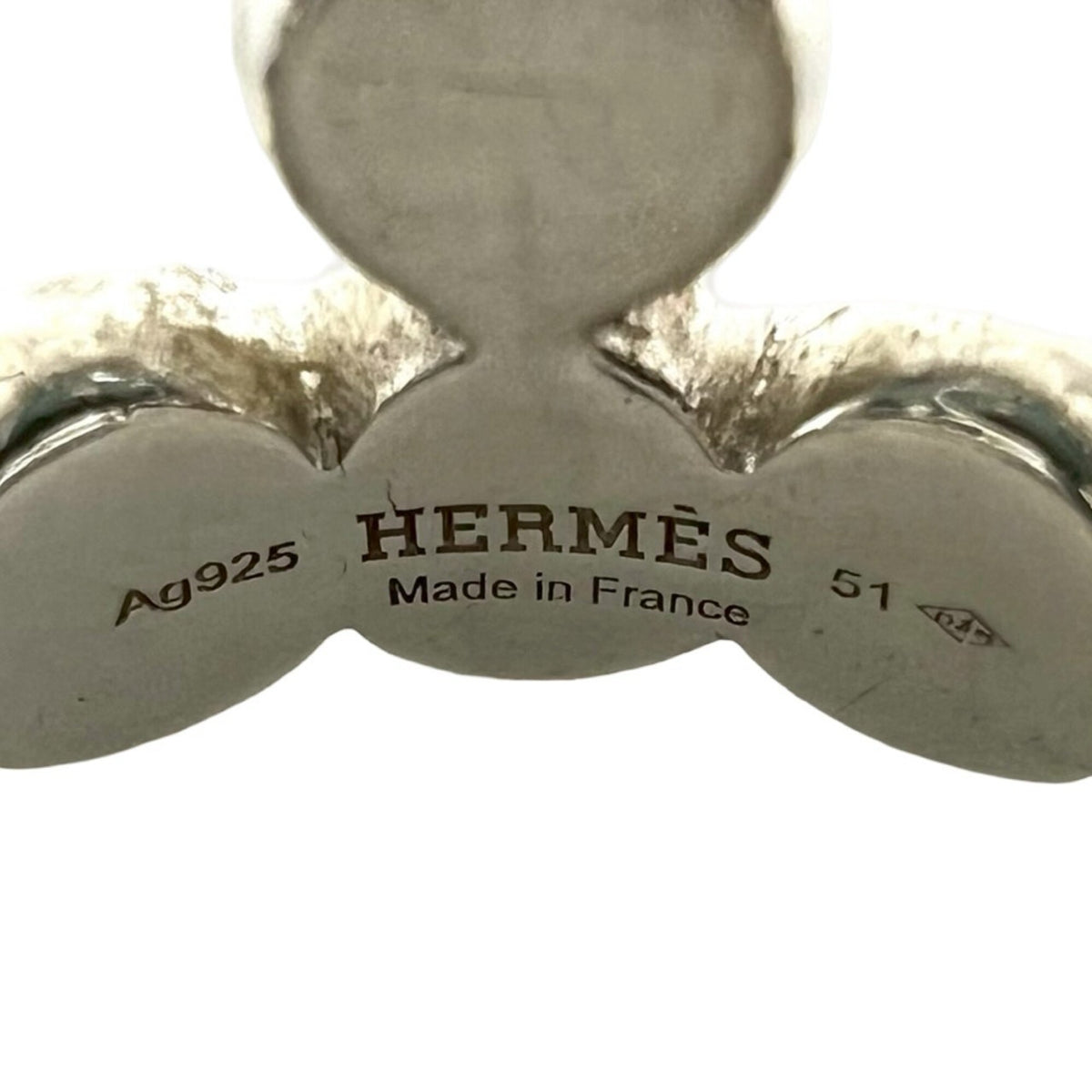 Hermes Silver Silver 925 Band Ring (Pre-Owned)