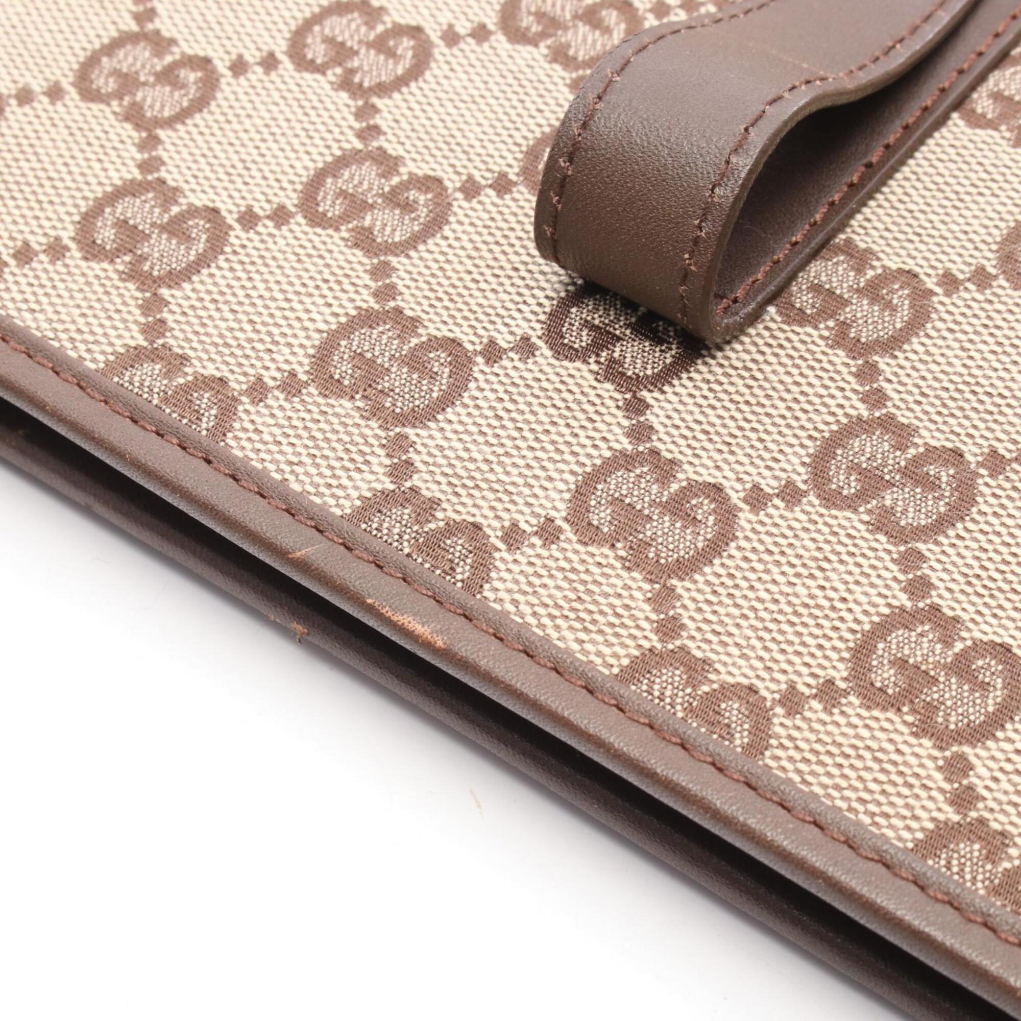 Gucci Beige Brown Gg Canvas Leather Handbag Tote Bag (Pre-Owned)