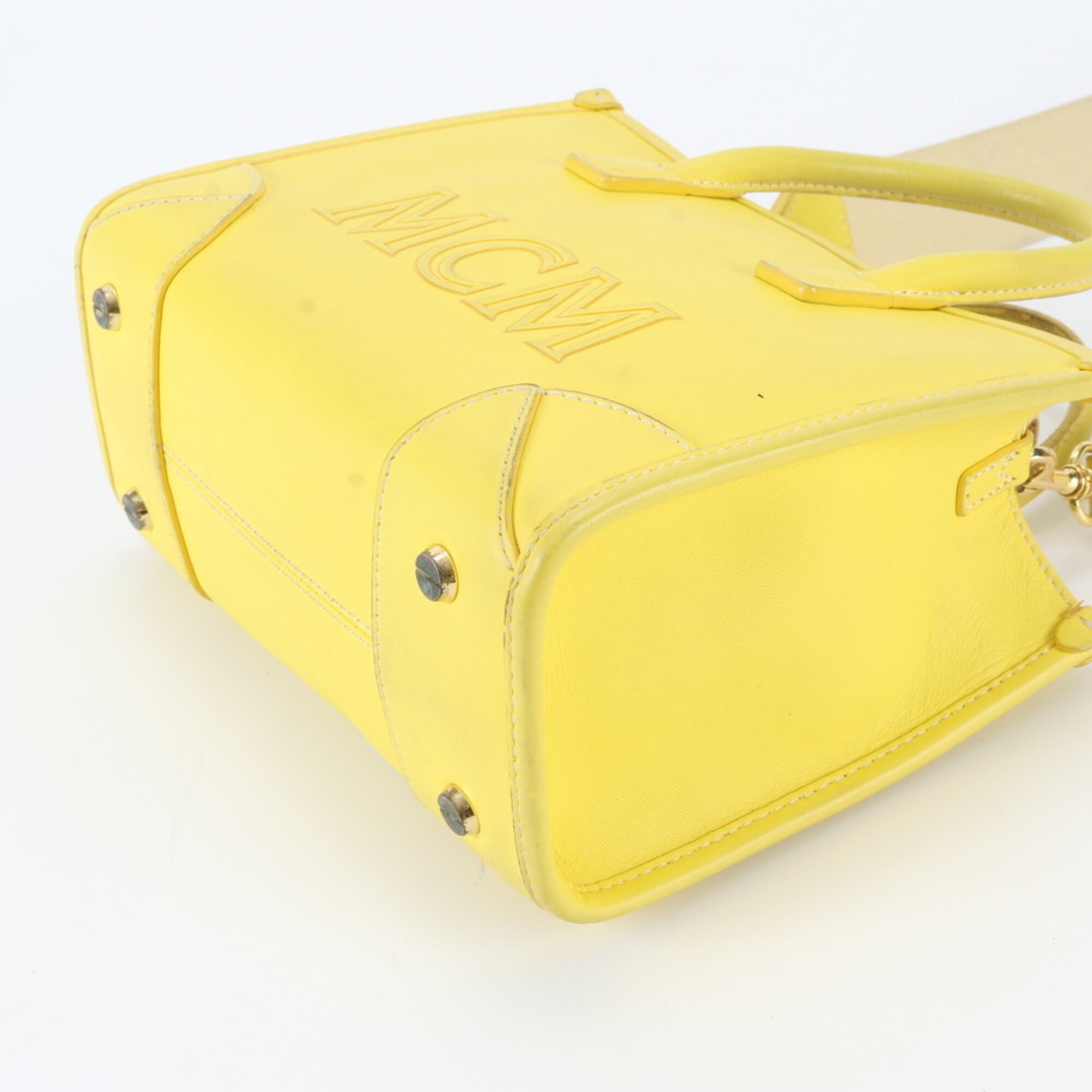 Mcm Yellow Leather Handbag Shoulder Bag Tote Bag (Pre-Owned)