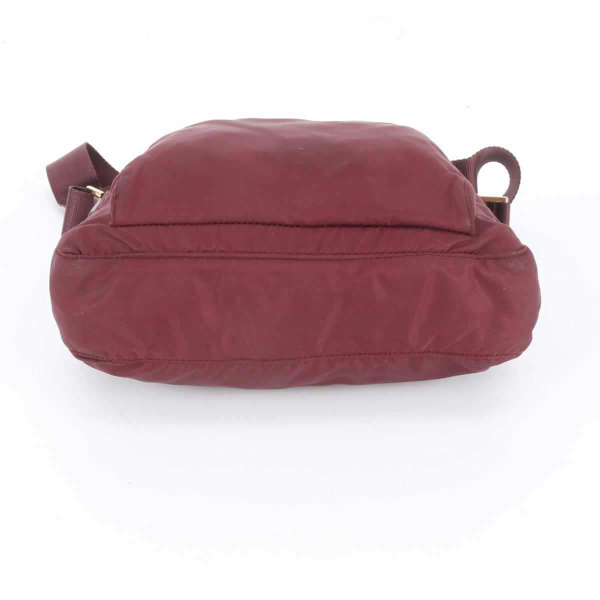 Prada Red Color Wine Leather Nylon Crossbody Bag Shoulder Bag (Pre-Owned)