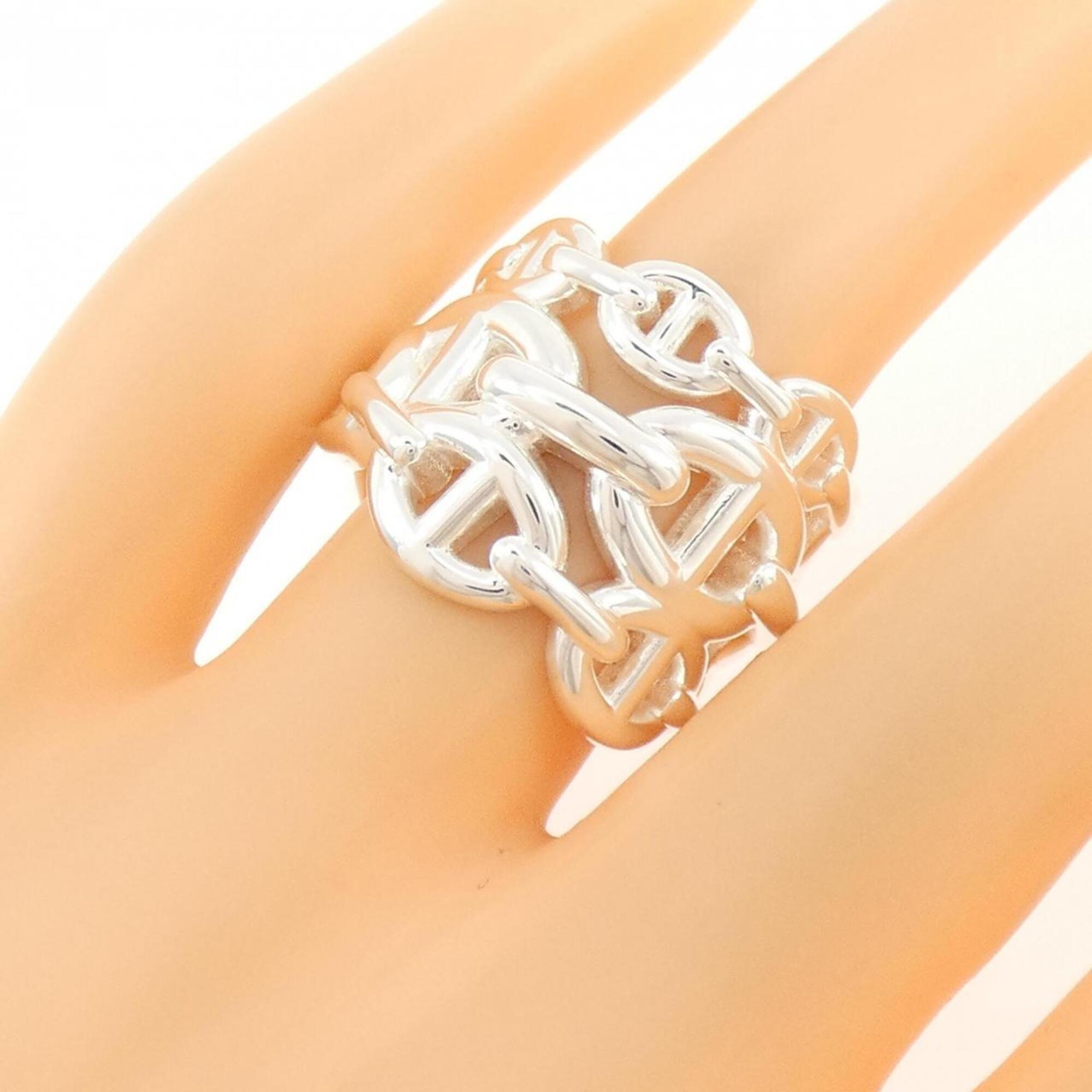 Hermes Silver Silver 925 Band Ring (Pre-Owned)