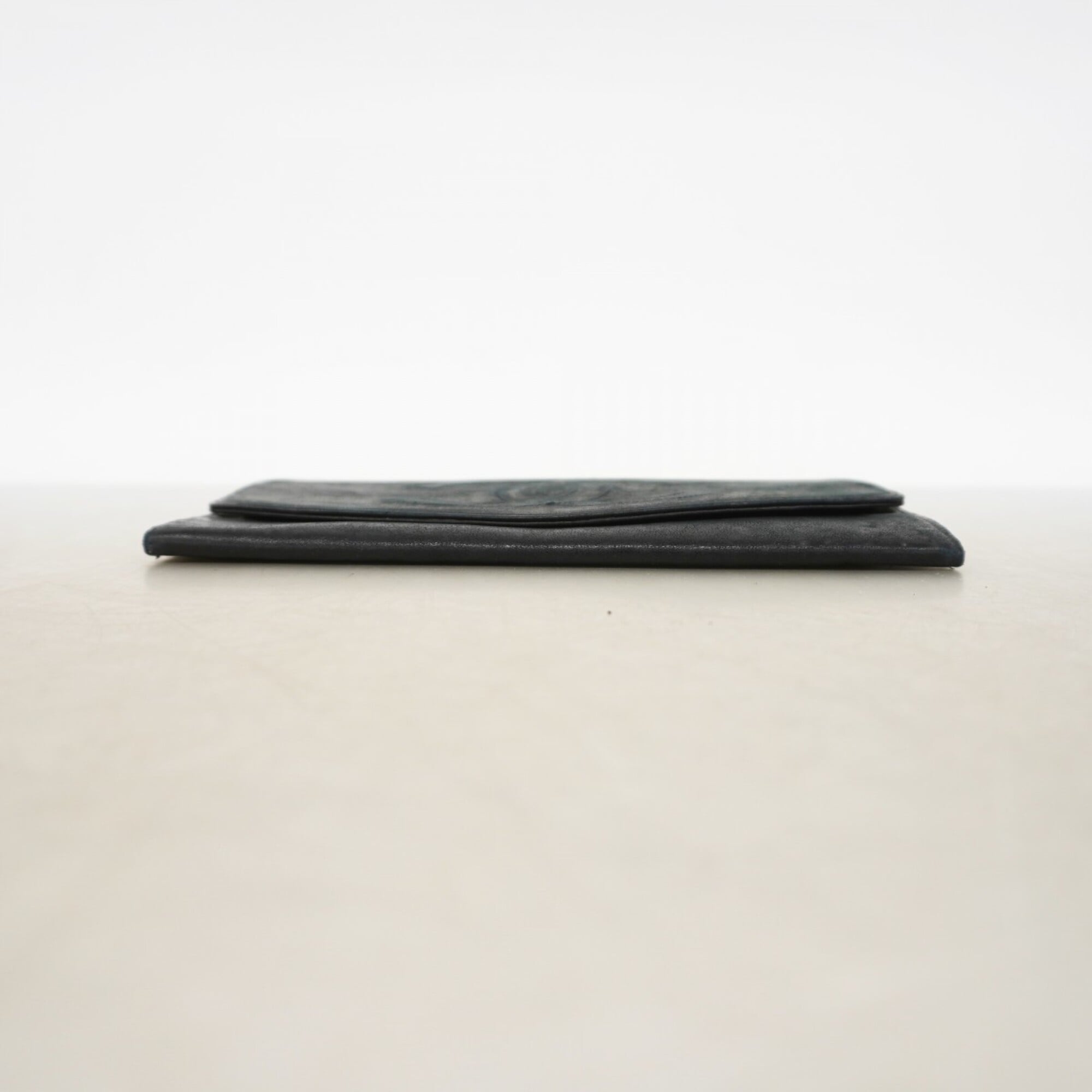 Chanel Black Leather Long Bill Wallet (Bi-Fold) (Pre-Owned)