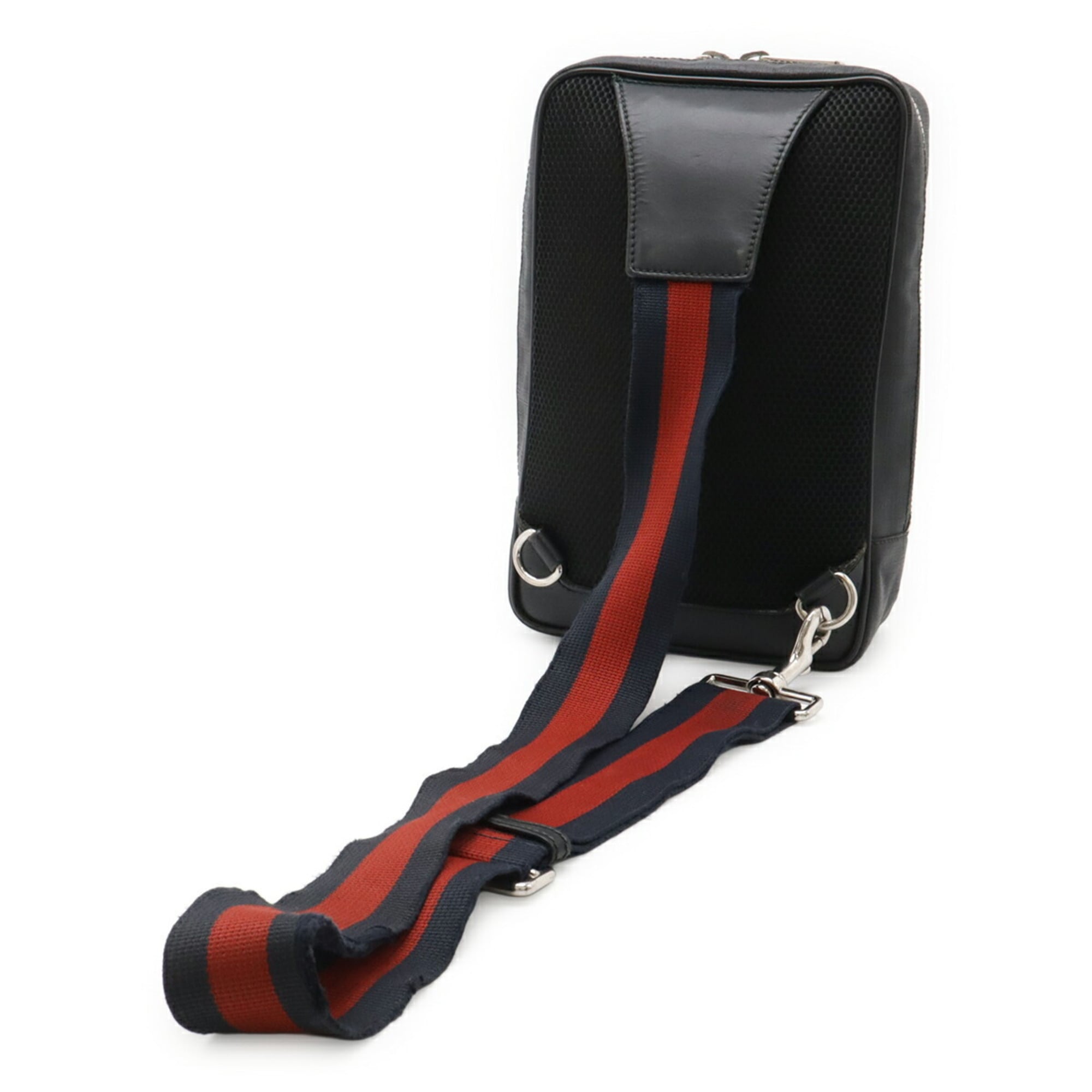 Gucci Black Gray Navy Red Color Gg Supreme Leather Shoulder Bag Sling Bag (Pre-Owned)